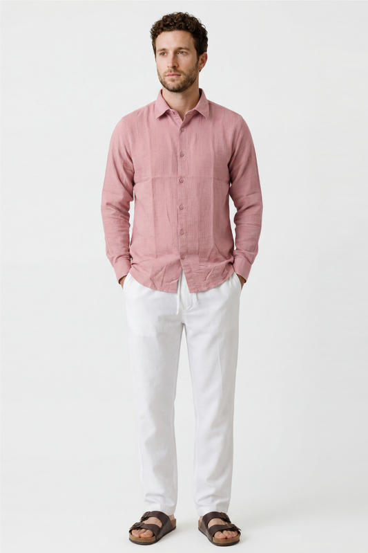 Pink Double Cloth Solid Shirt – Regular Fit