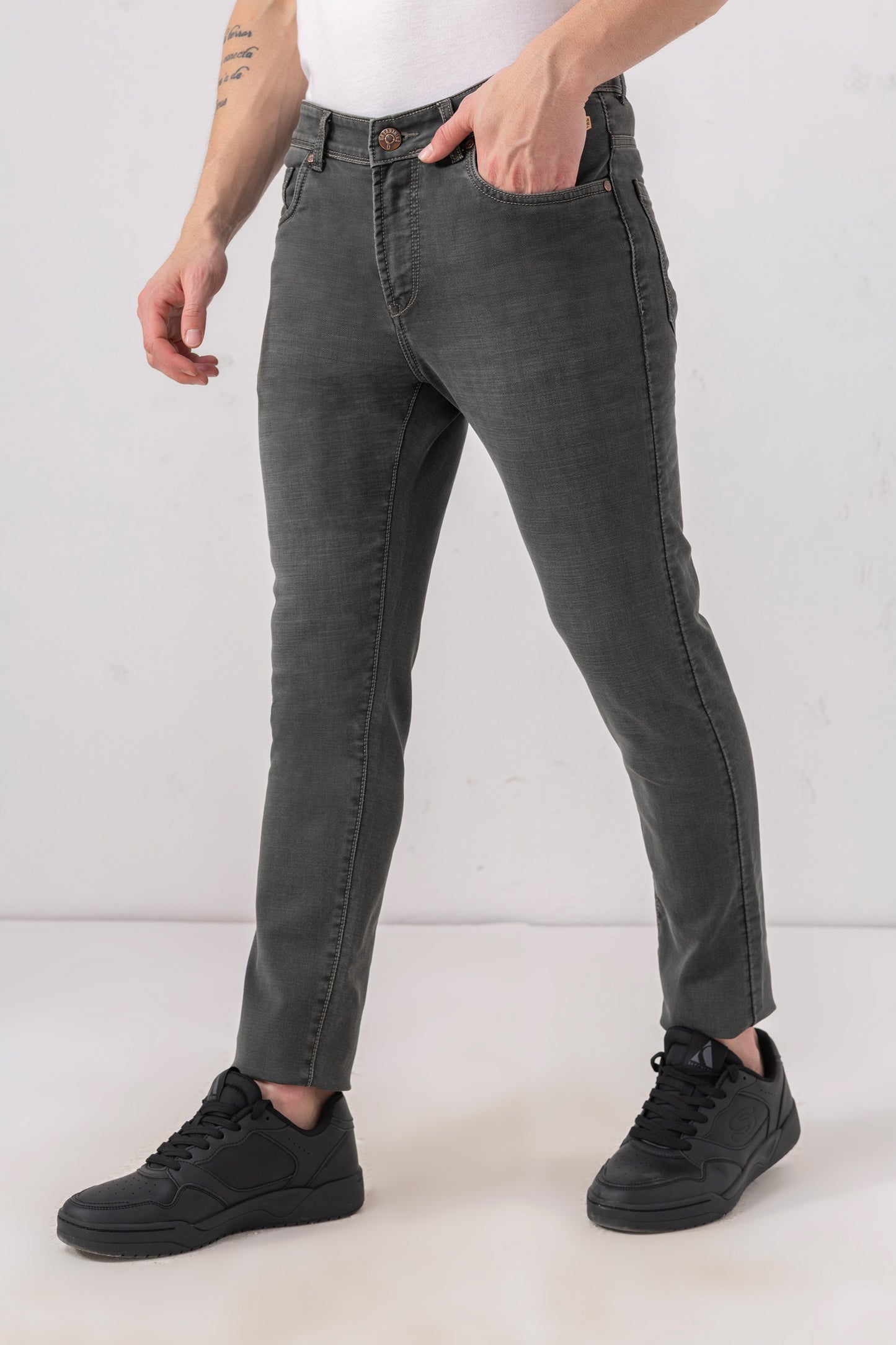 Urban Thing Graphite Grey Slim Fit Denim – Modern Utility in Motion