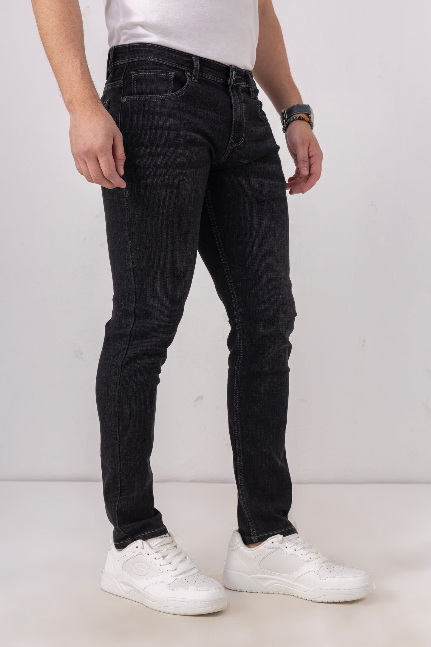 Midnight Edge: Washed Black Slim Fit Denim Jeans