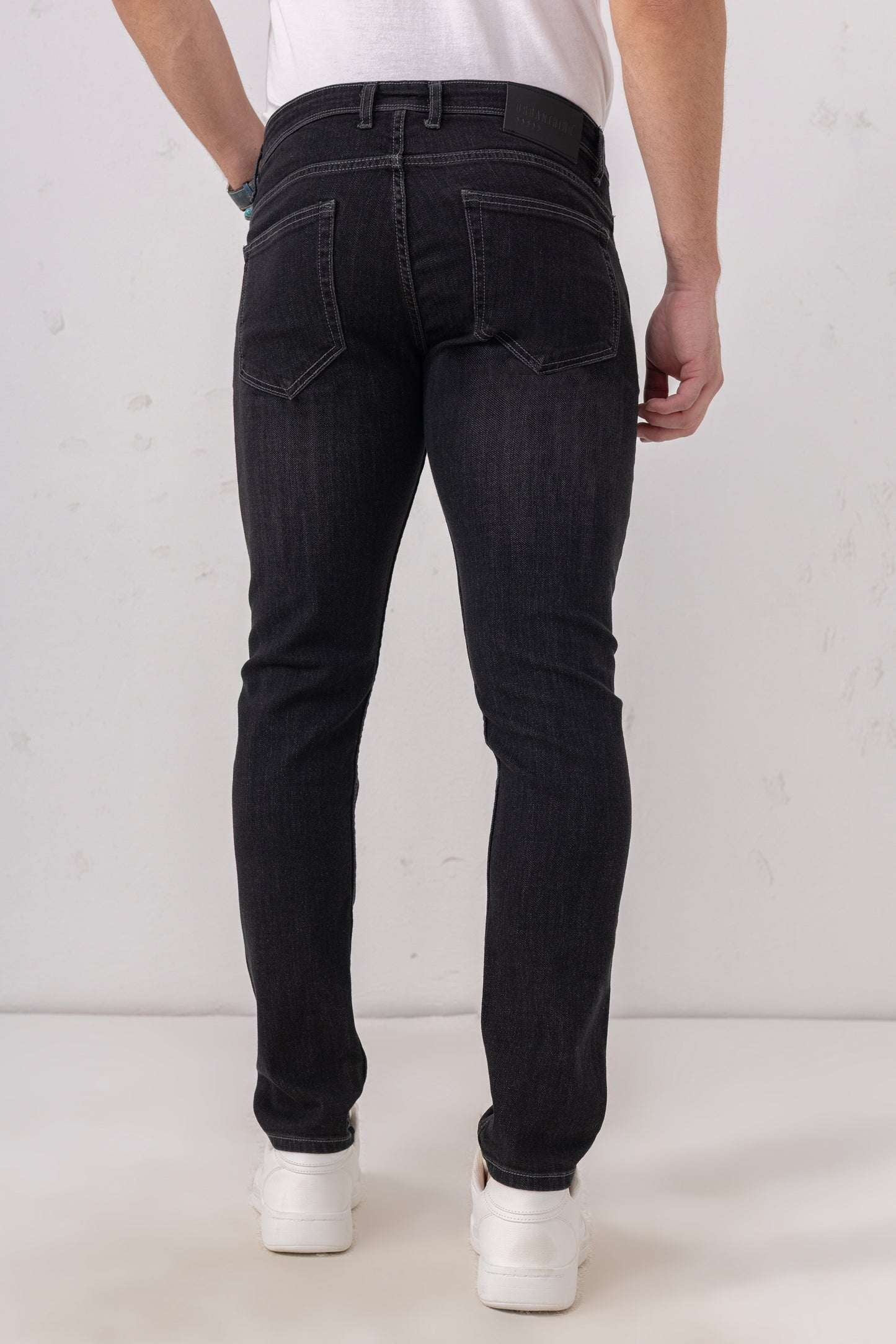 Midnight Edge: Washed Black Slim Fit Denim Jeans