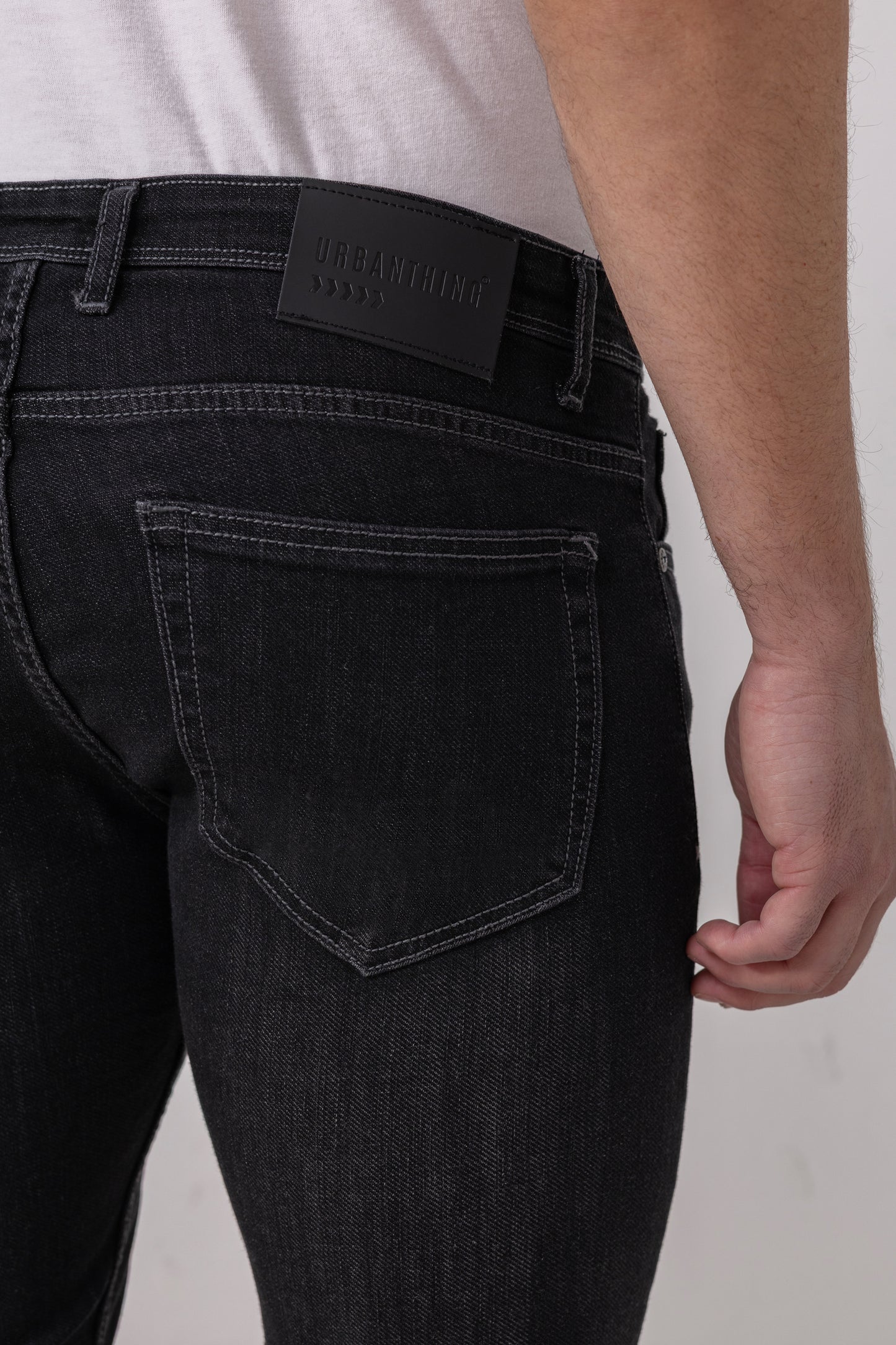 Midnight Edge: Washed Black Slim Fit Denim Jeans