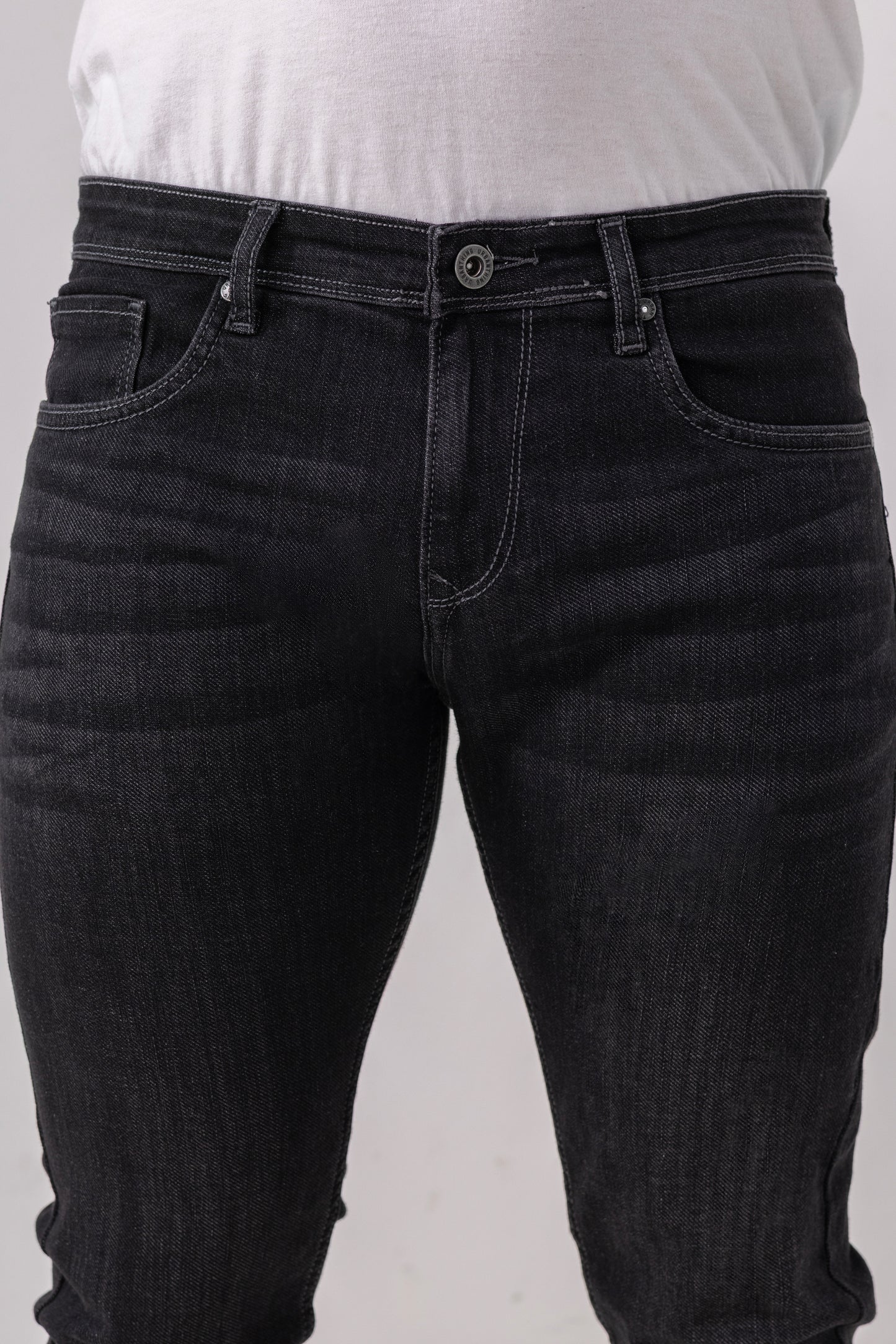 Midnight Edge: Washed Black Slim Fit Denim Jeans