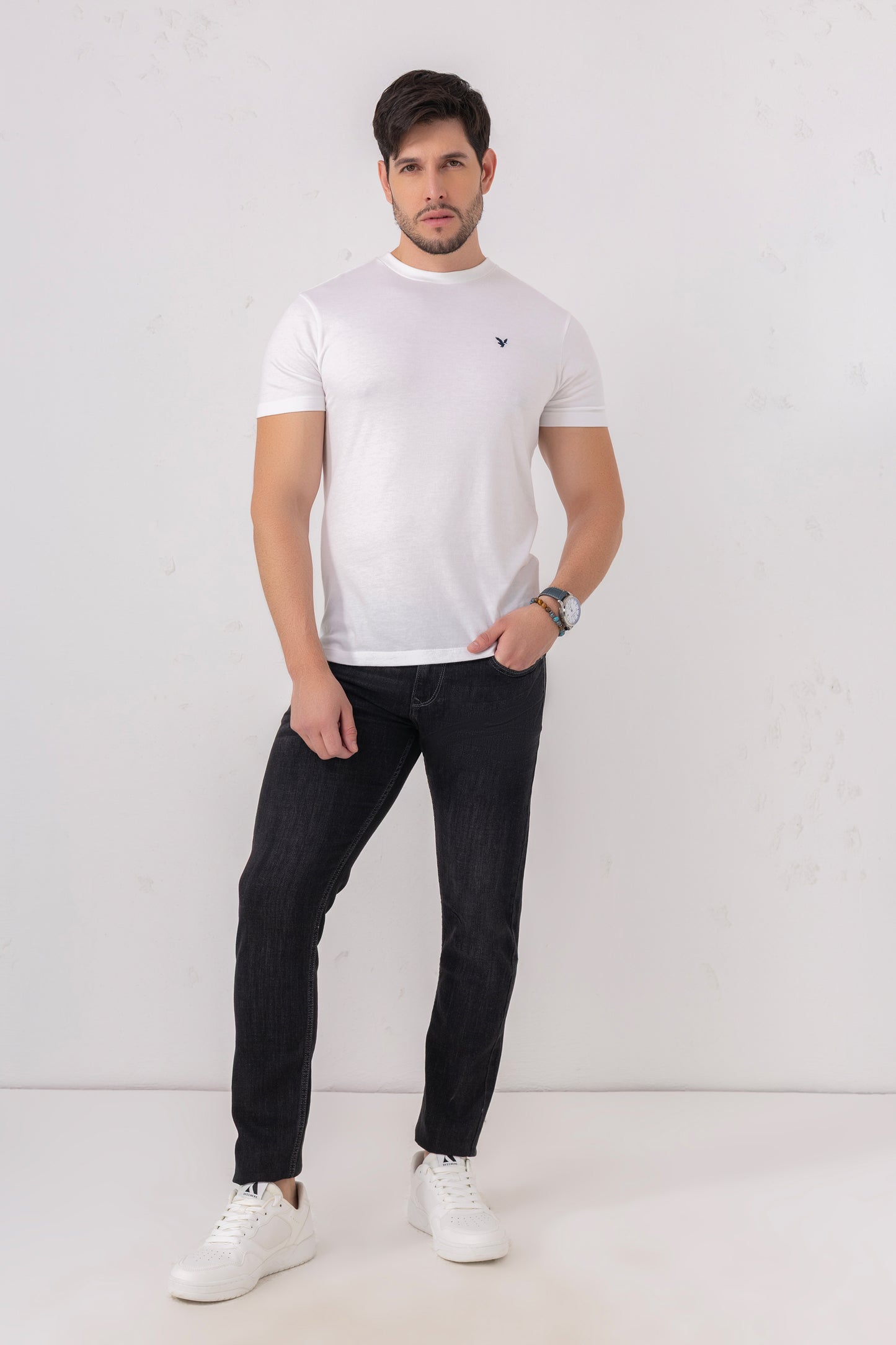 Midnight Edge: Washed Black Slim Fit Denim Jeans