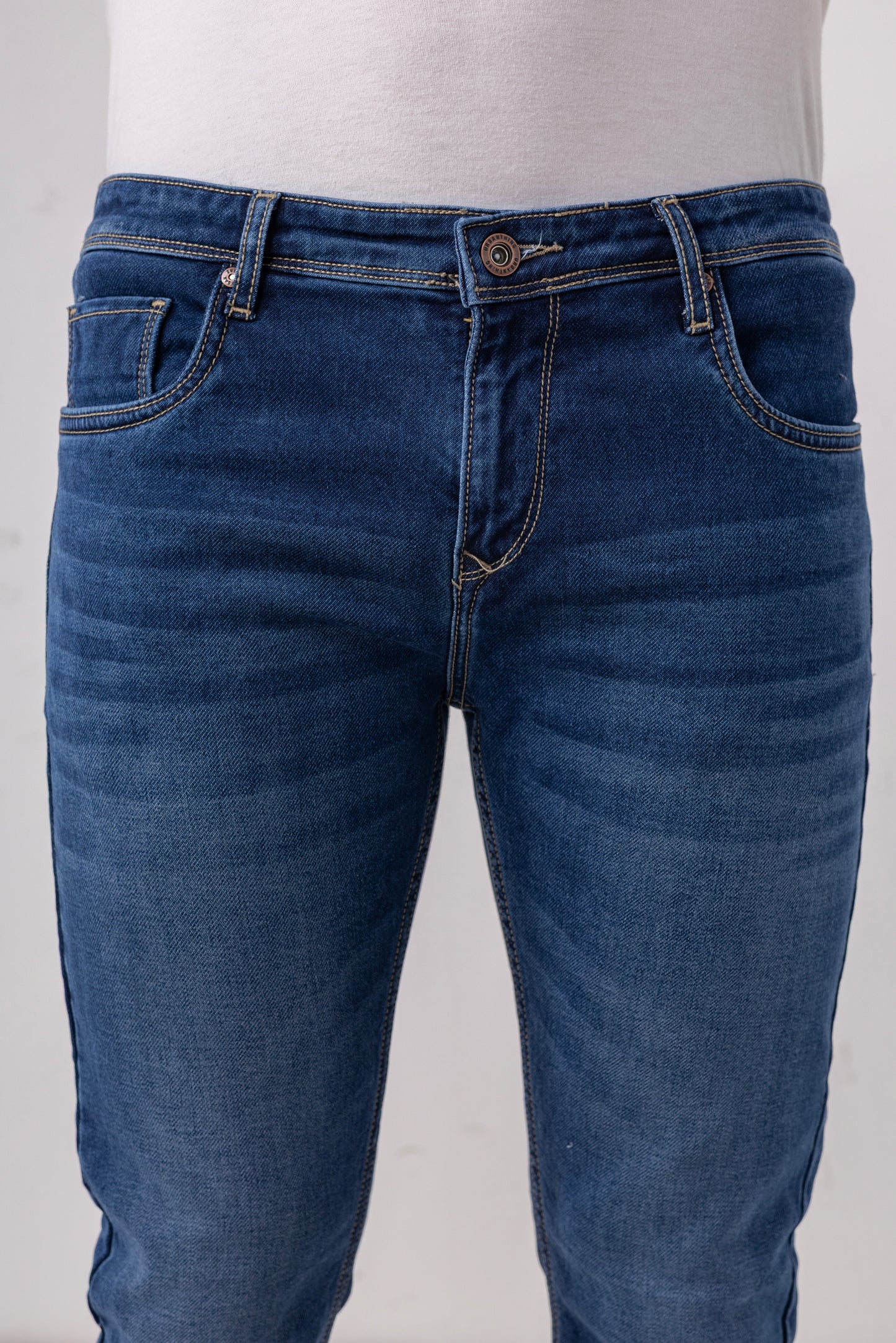 Urban Thing Mid Blue Stretch Denim Jeans – Whisker Washed Perfection