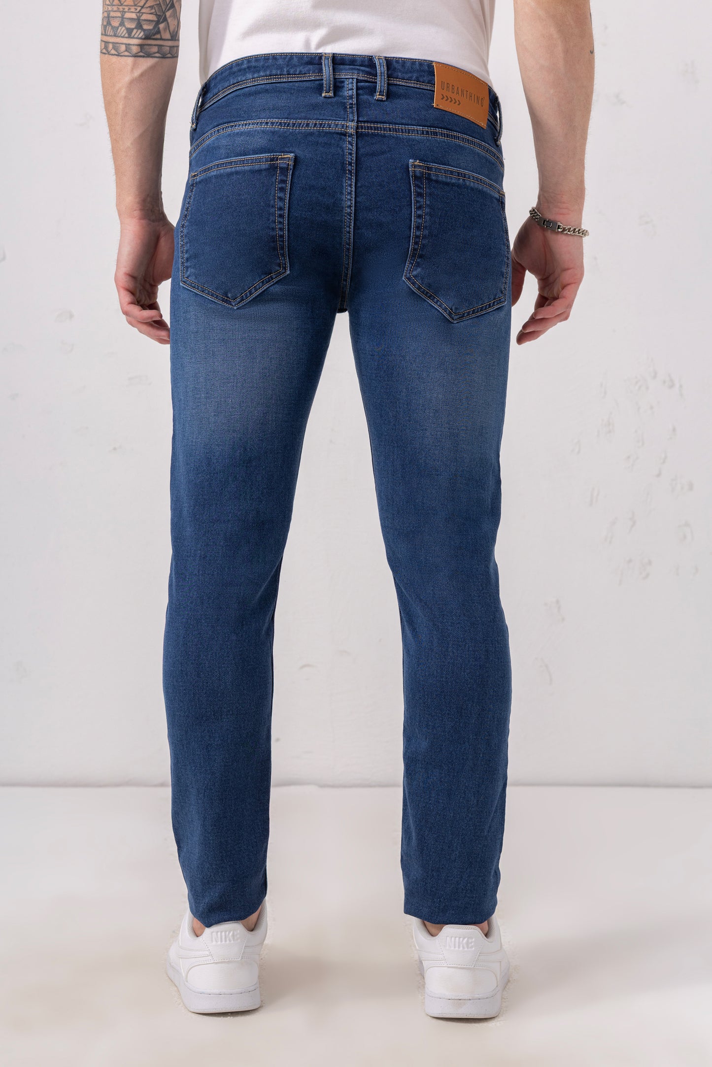 Urban Thing Mid Blue Stretch Denim Jeans – Whisker Washed Perfection