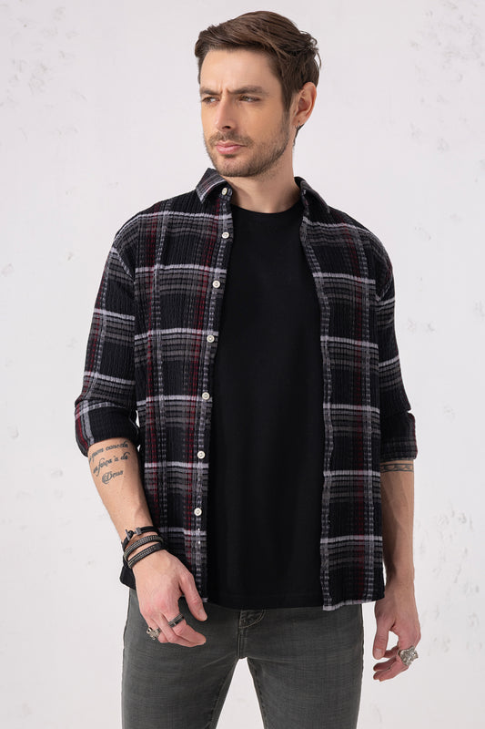 Black & Red Checked Casual Shirt – Cotton Blend Comfort