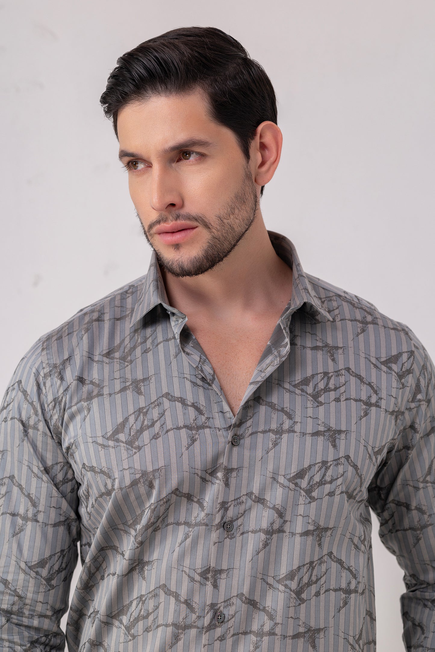 Geometric Mastery Grey Flat Weave Shirt. Vyne by Urban Thing.