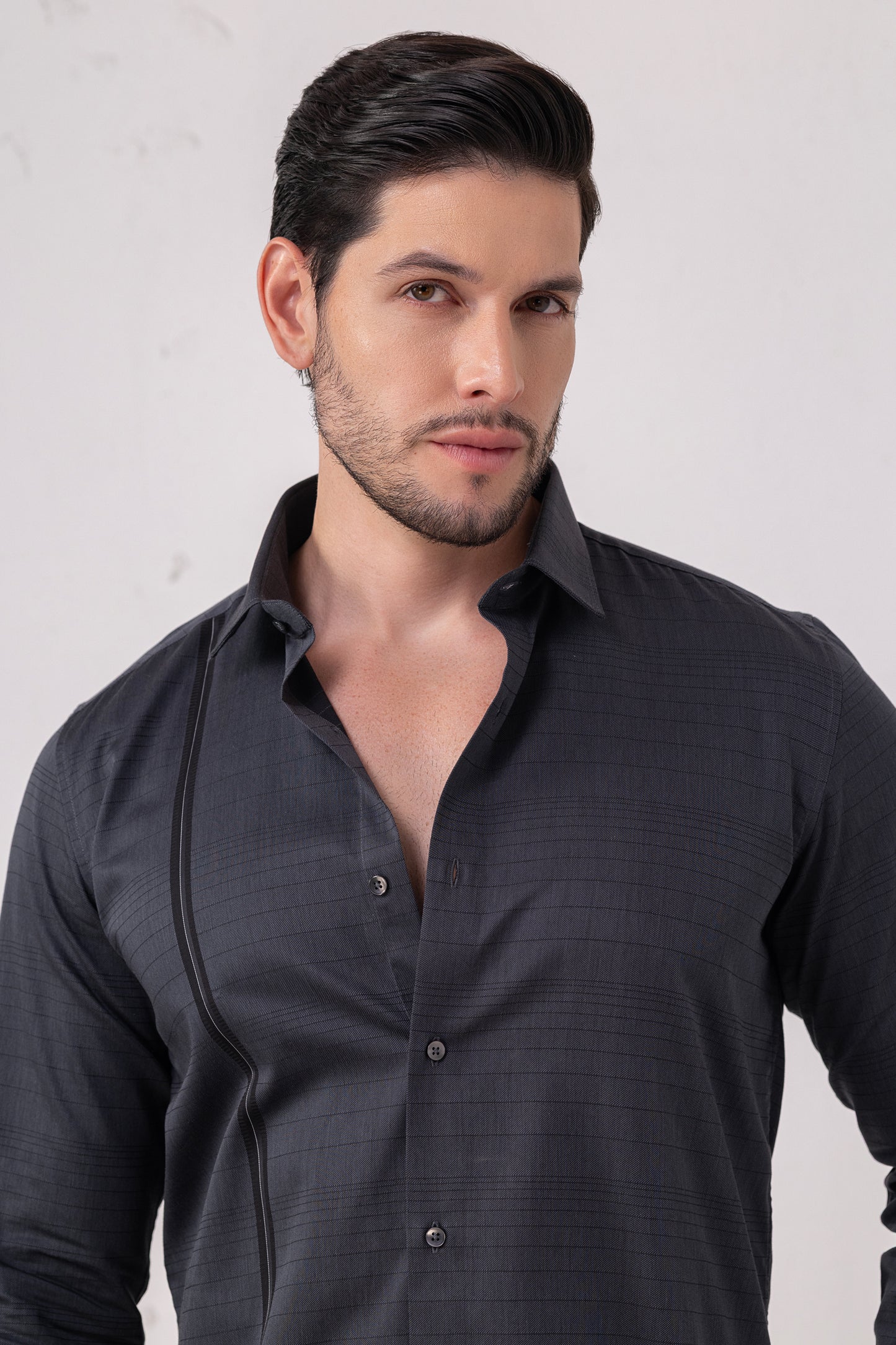 Jacquard Sophistication Navy Textural Mastery Shirt. Vyne by Urban Thing.