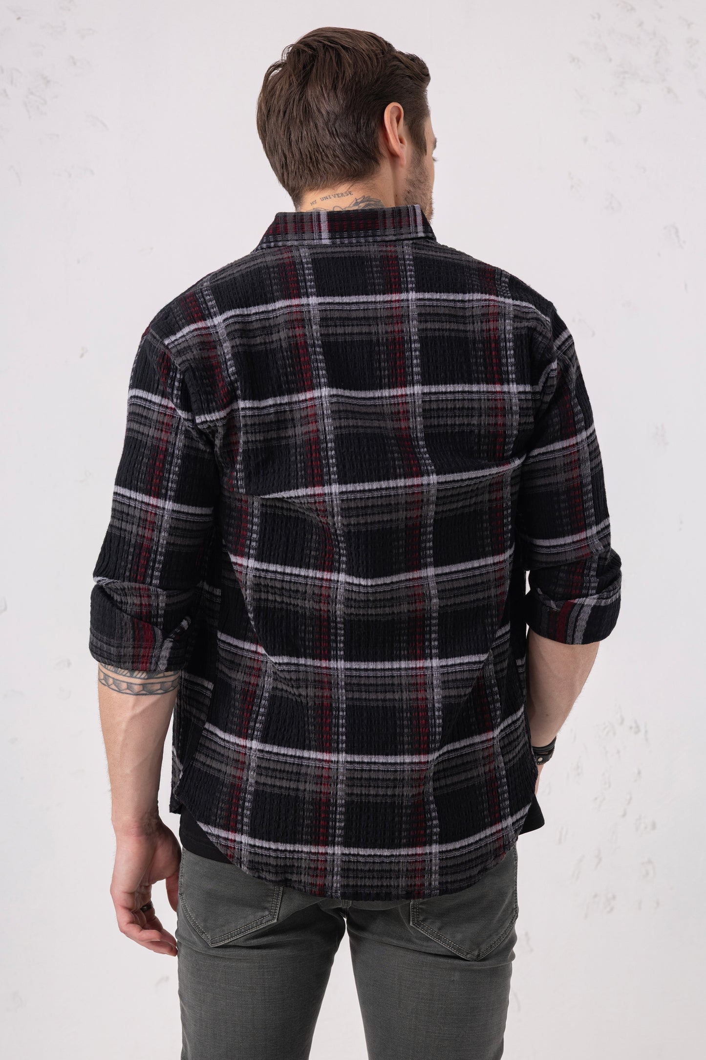 Black & Red Checked Casual Shirt – Cotton Blend Comfort