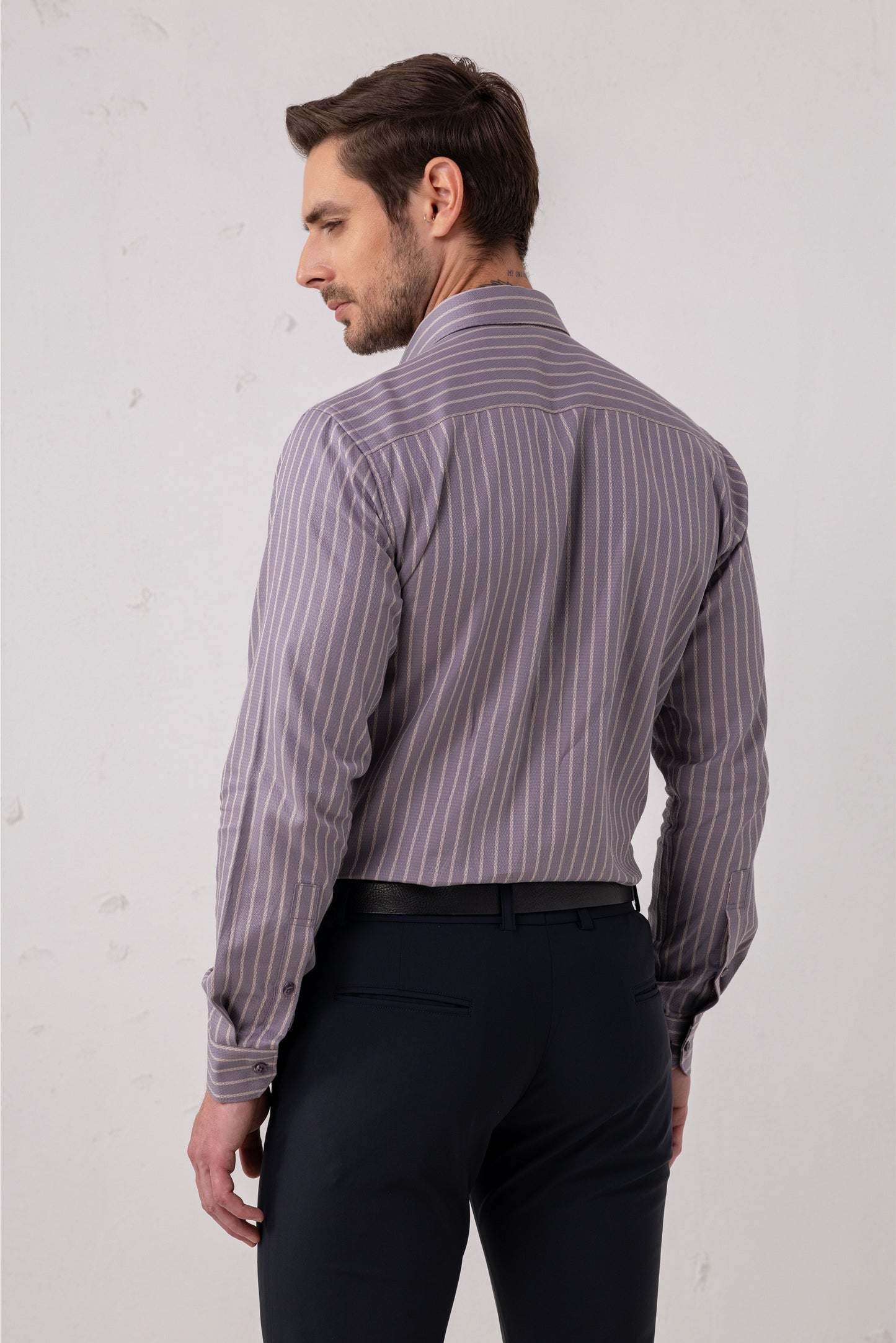 Purple Jacquard 100% Cotton Formal Shirt. Vyne by Urban Thing.