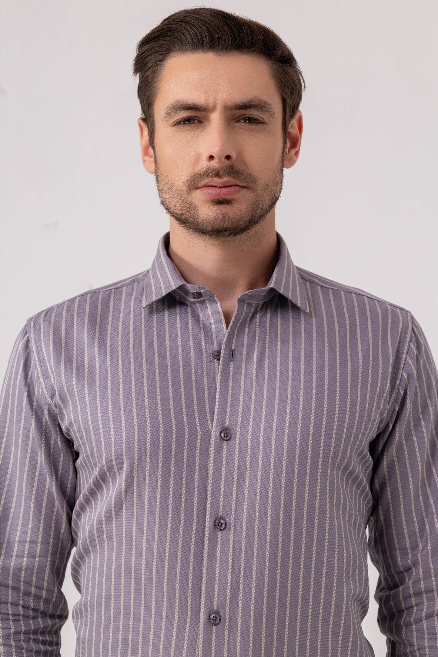 Purple Jacquard 100% Cotton Formal Shirt. Vyne by Urban Thing.
