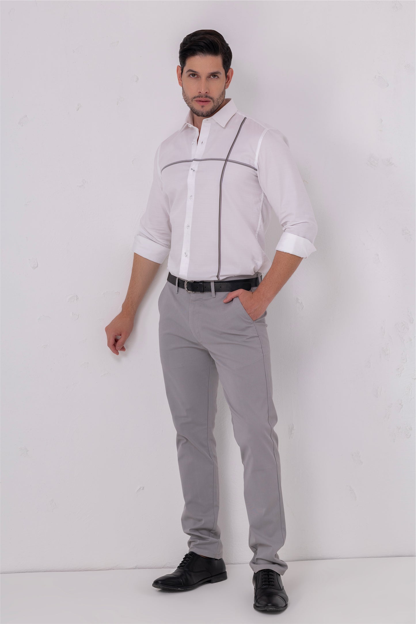 Piped Innovation White Shirt – Flat Weave Cotton. Vyne by Urban Thing.