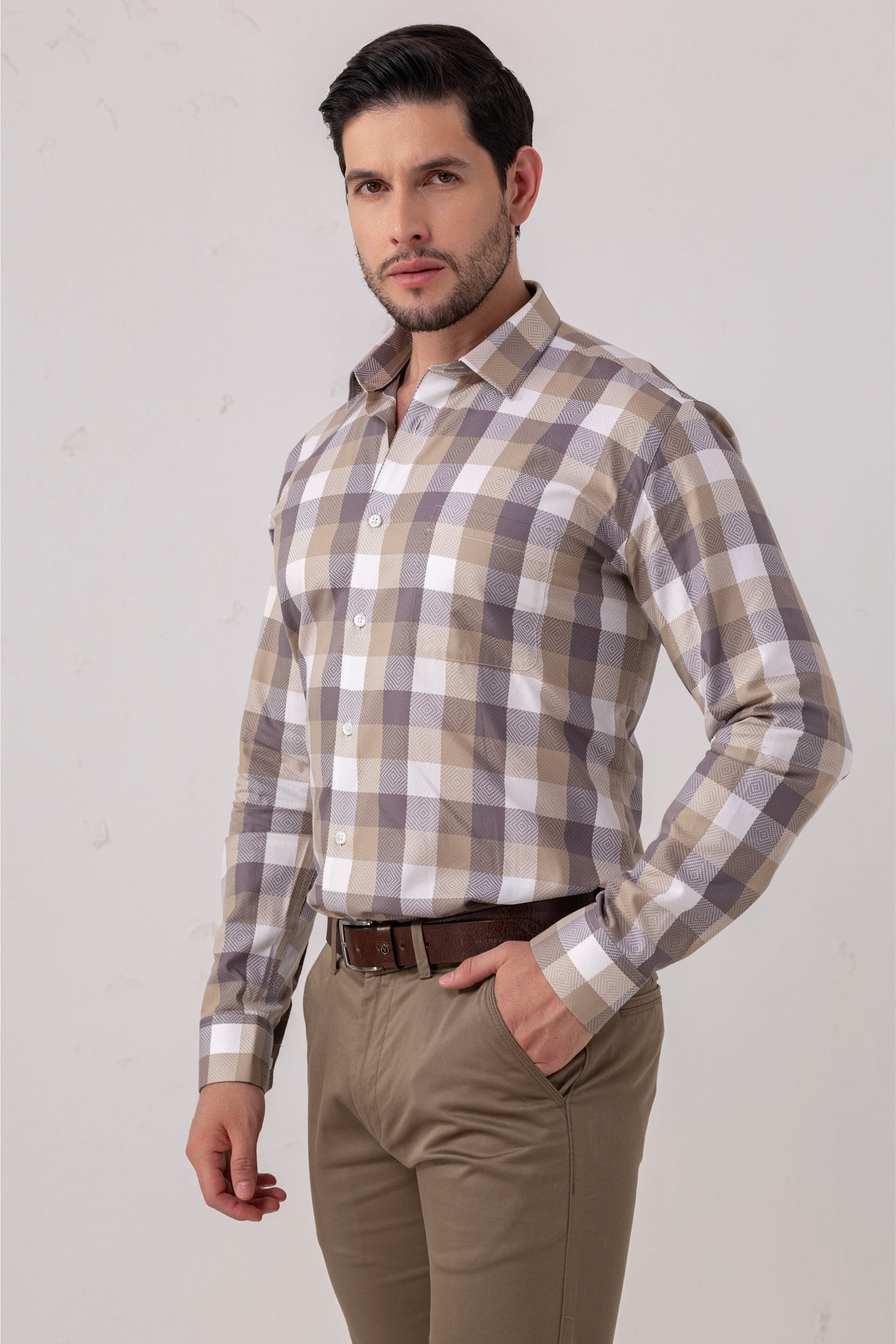 Giza Cotton Twill Check Shirt. BE SHARP by Urban Thing.