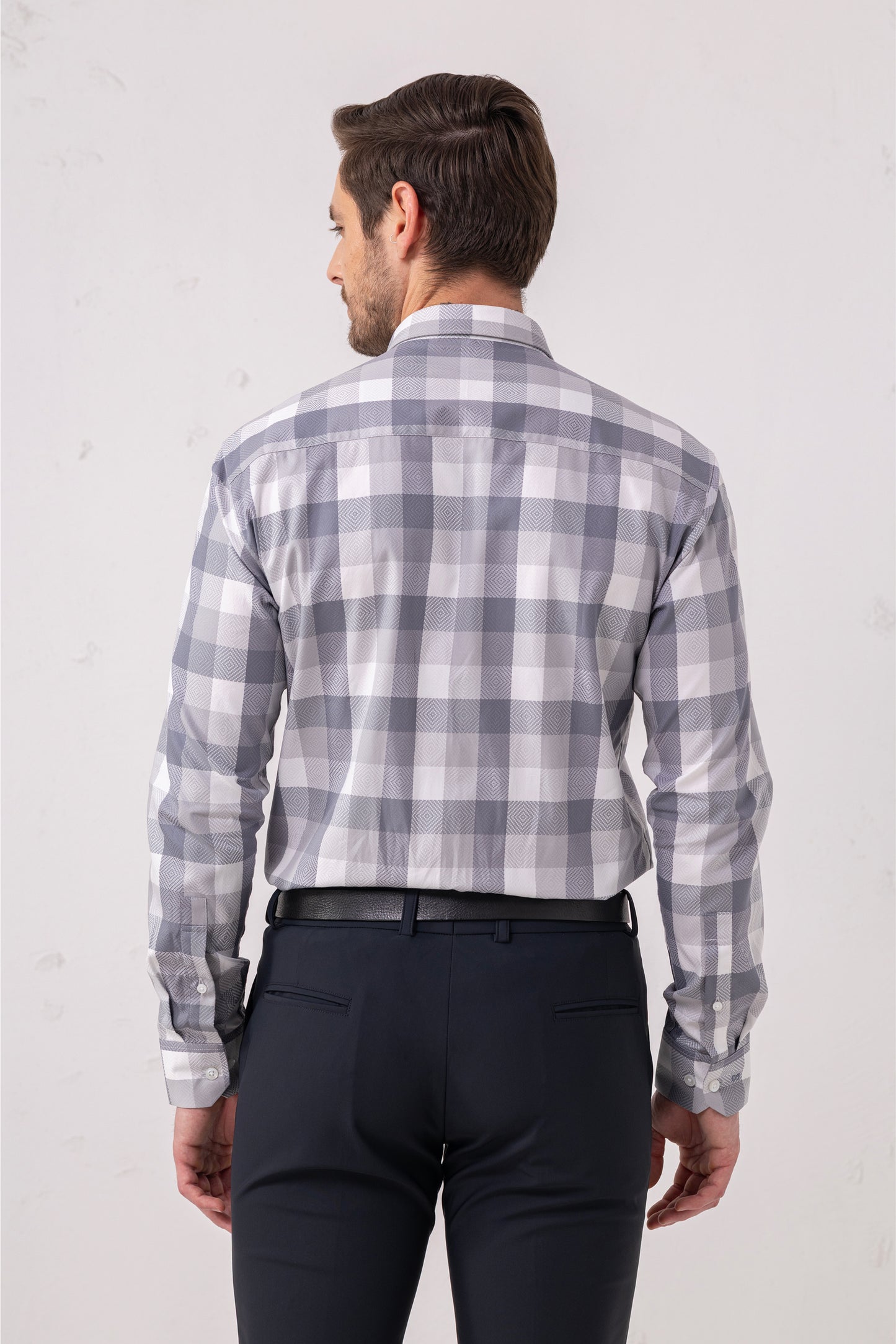 Giza Cotton Grey Twill Check Shirt. BE SHARP by Urban Thing.