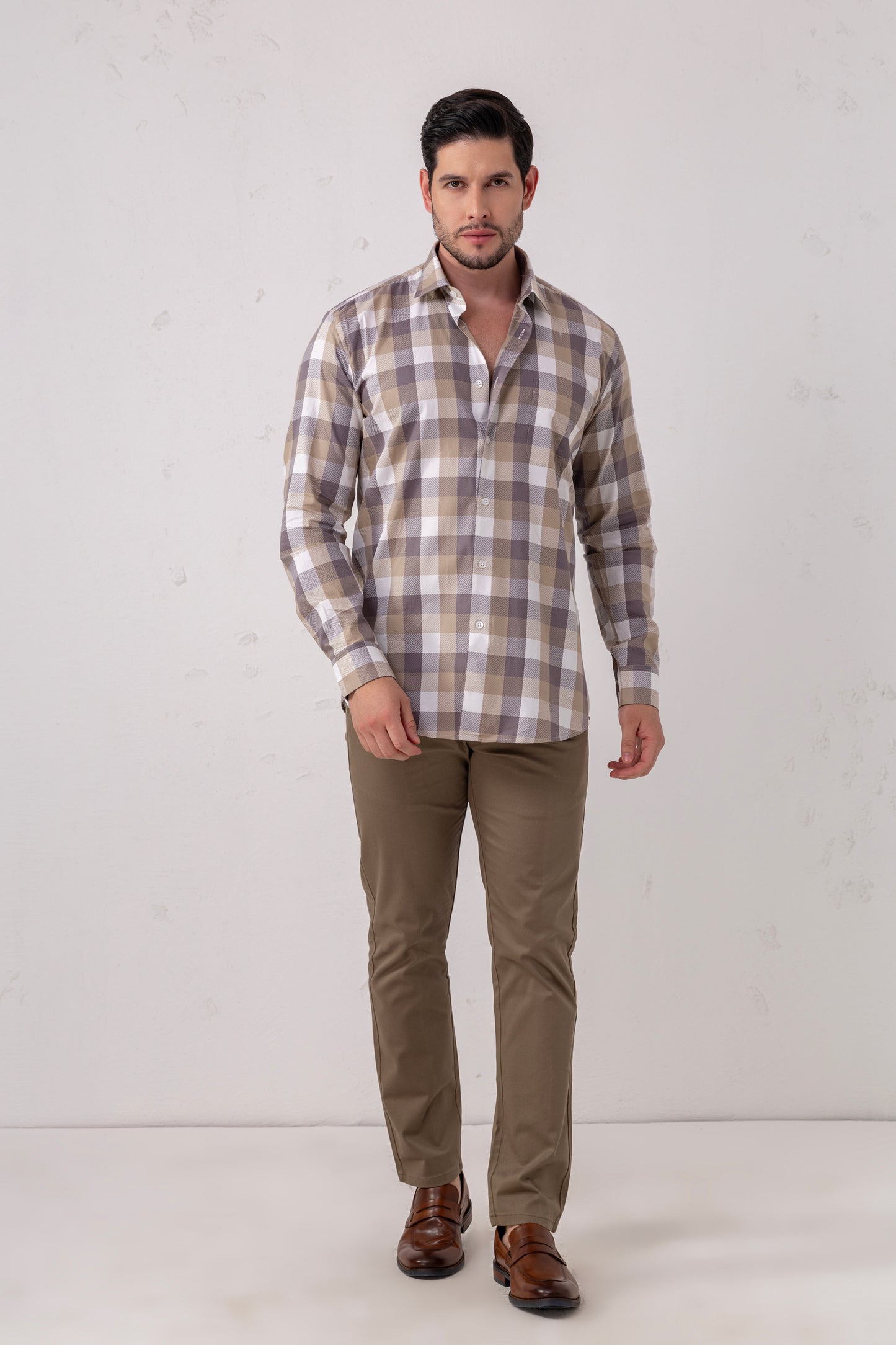 Giza Cotton Twill Check Shirt. BE SHARP by Urban Thing.