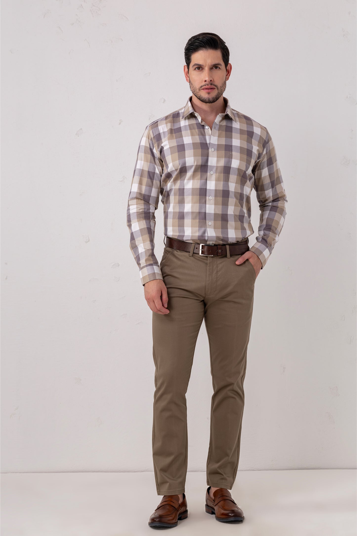 Giza Cotton Twill Check Shirt. BE SHARP by Urban Thing.