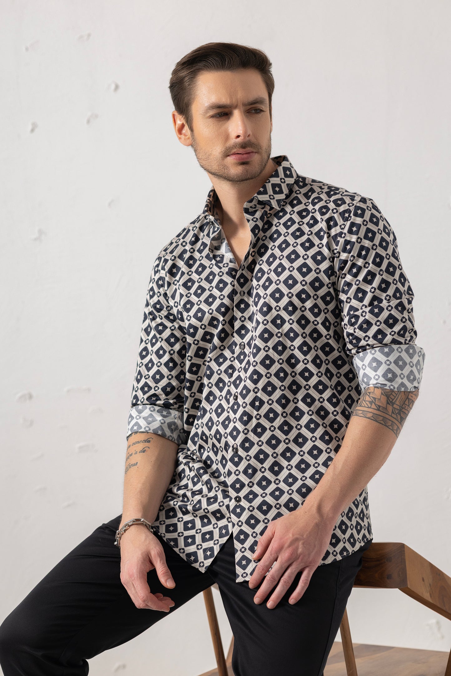 Geometric Precision Diamond Pattern Excellence Shirt. Vyne by Urban Thing.