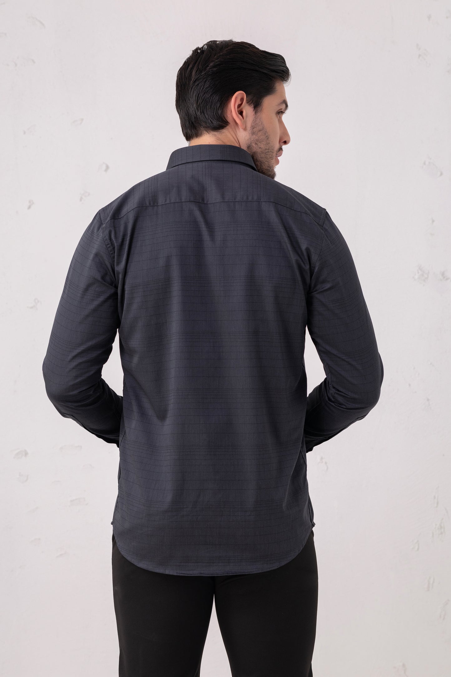 Jacquard Sophistication Navy Textural Mastery Shirt. Vyne by Urban Thing.