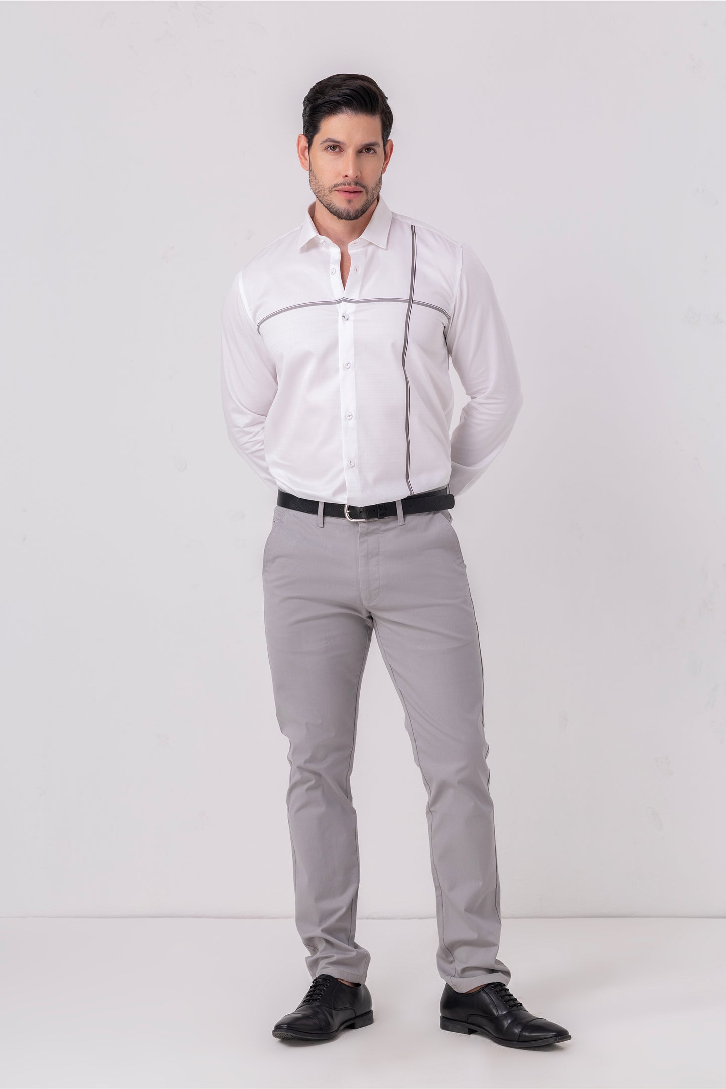 Piped Innovation White Shirt – Flat Weave Cotton. Vyne by Urban Thing.
