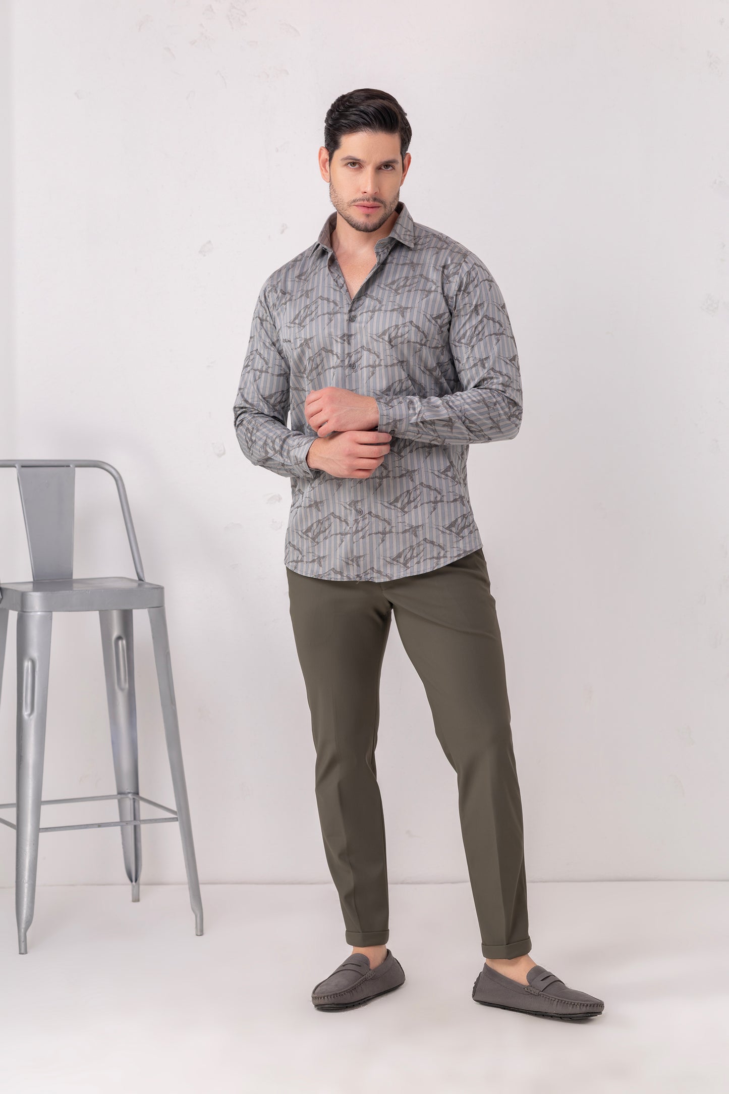 Geometric Mastery Grey Flat Weave Shirt. Vyne by Urban Thing.