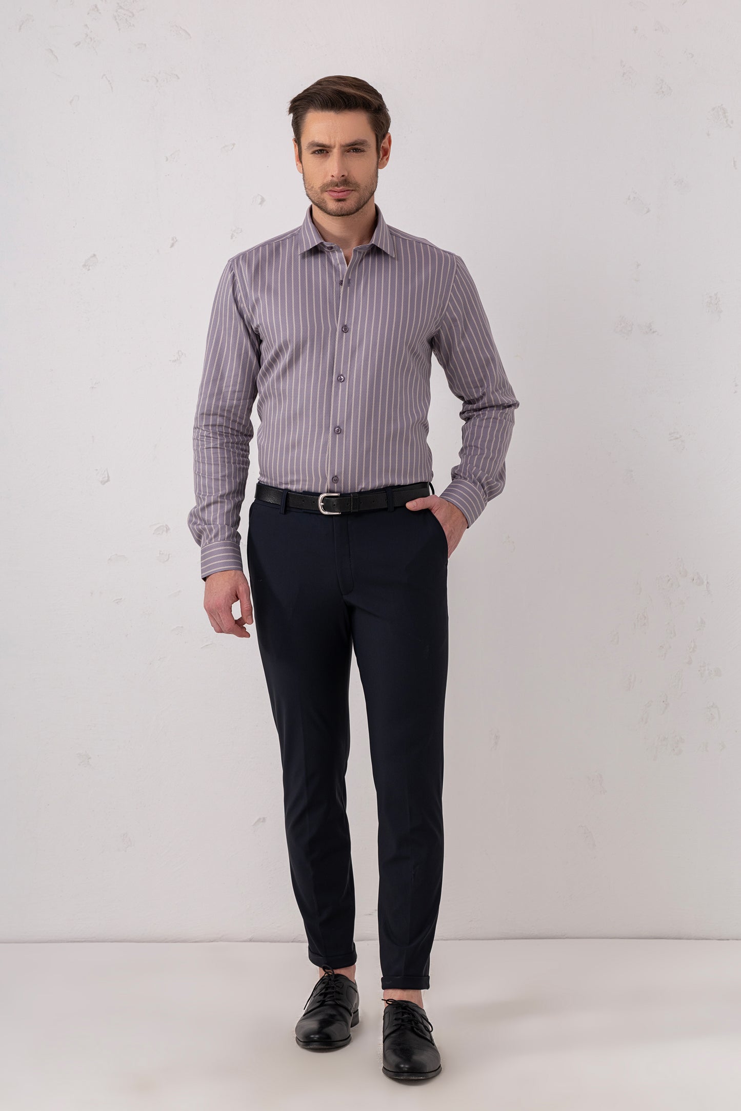 Purple Jacquard 100% Cotton Formal Shirt. Vyne by Urban Thing.