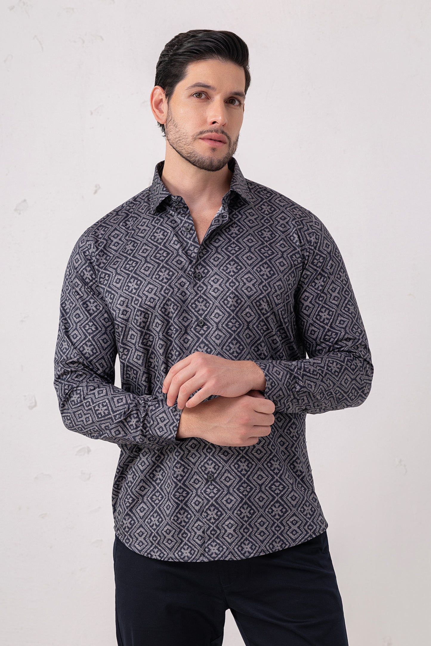 Maze Mastery: Geometric Labyrinth Cotton Shirt. Vyne by Urban Thing.