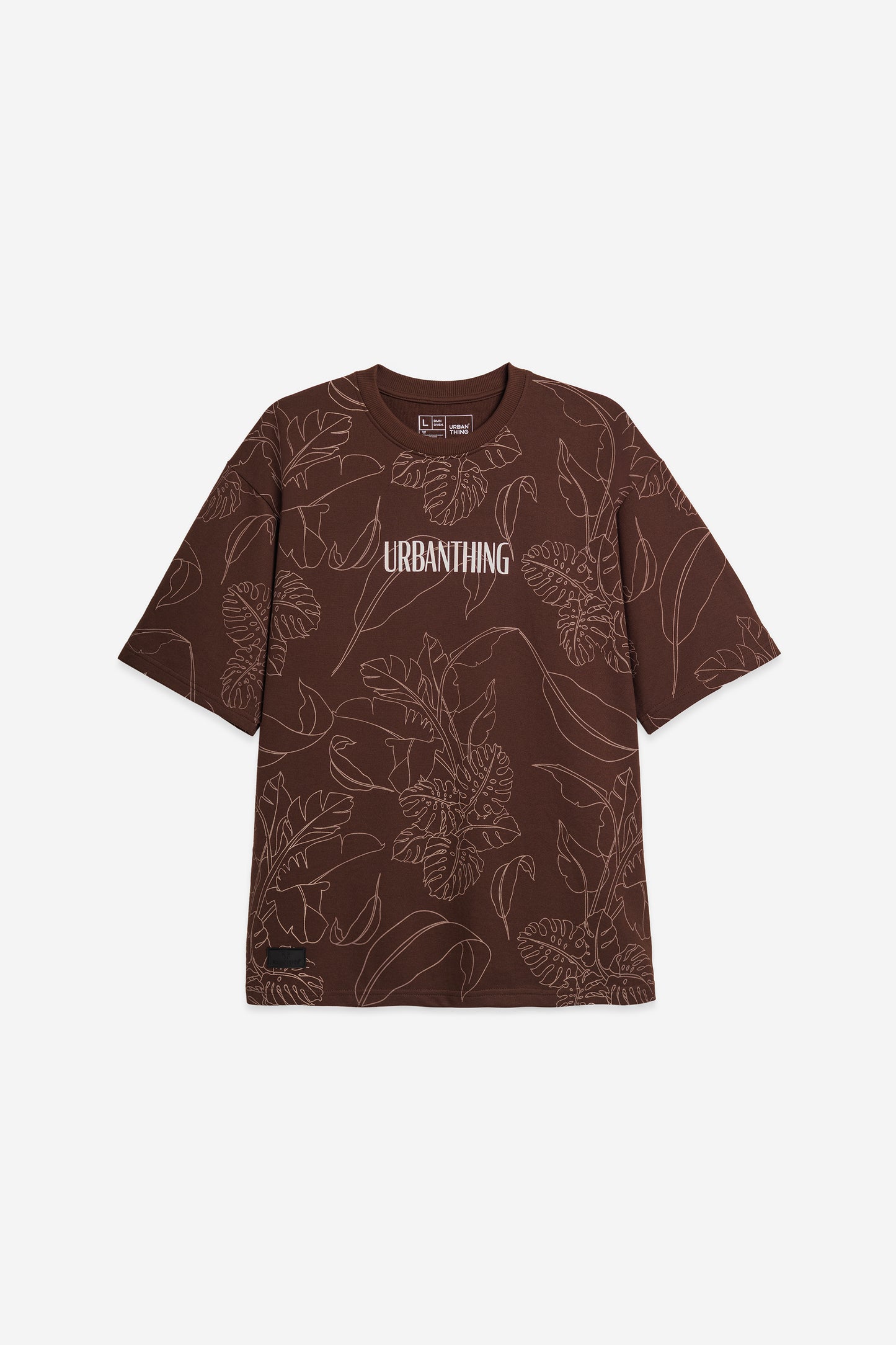 Leaf Print Oversized Graphic Tee