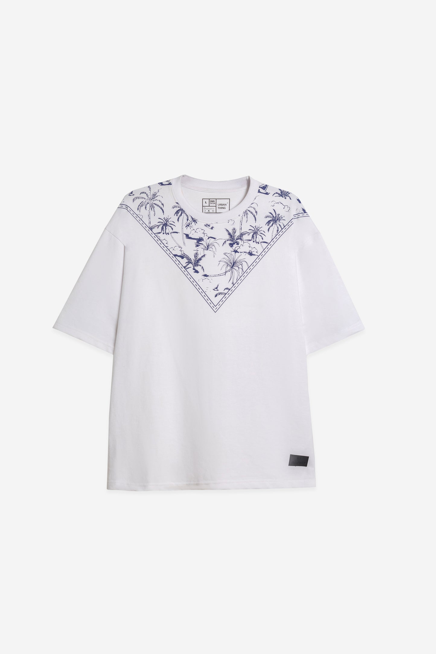 Coastal Neck Print Oversized T-Shirt