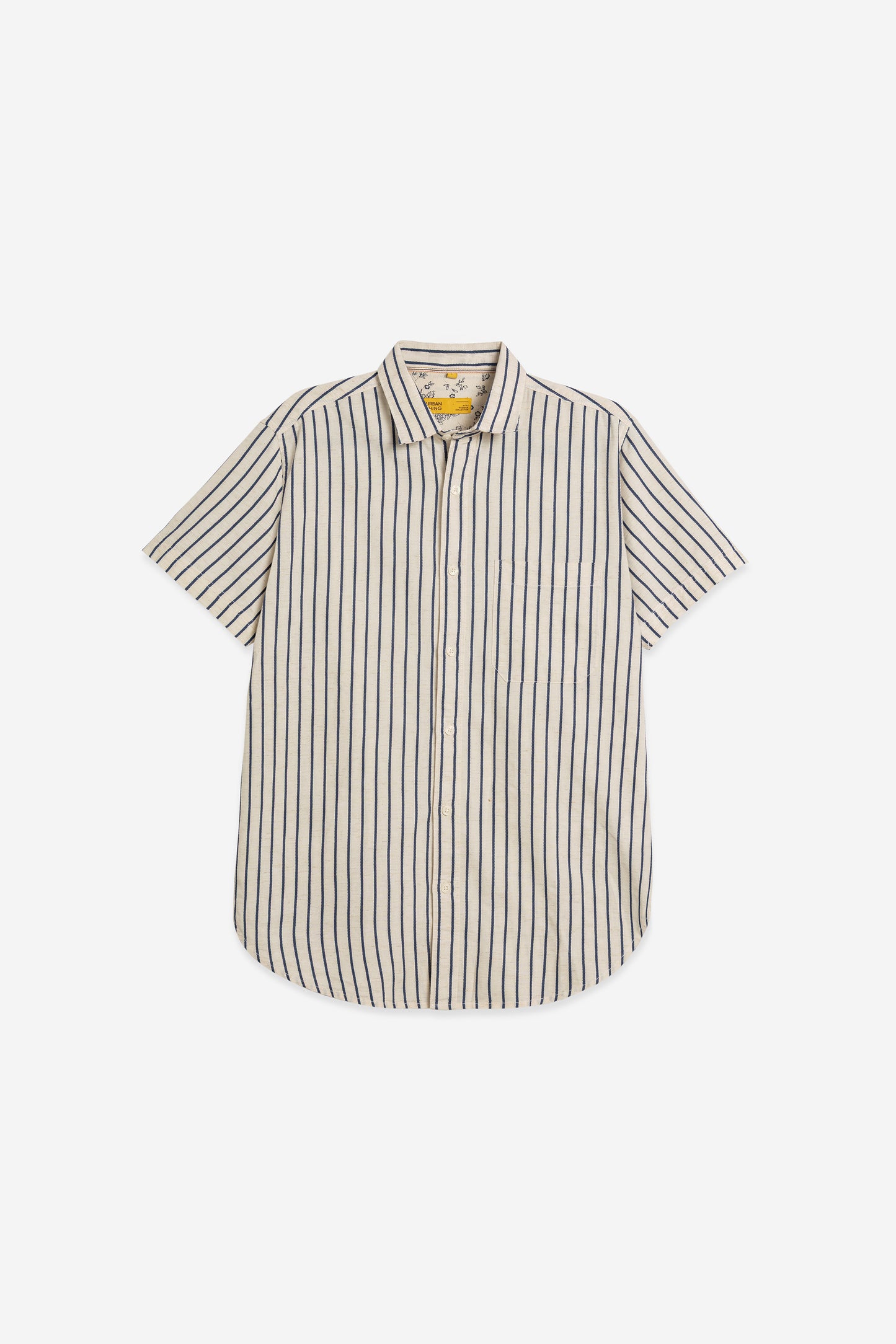 Men’s 100% Cotton Vertical Stripe Shirt – Ivory & Navy