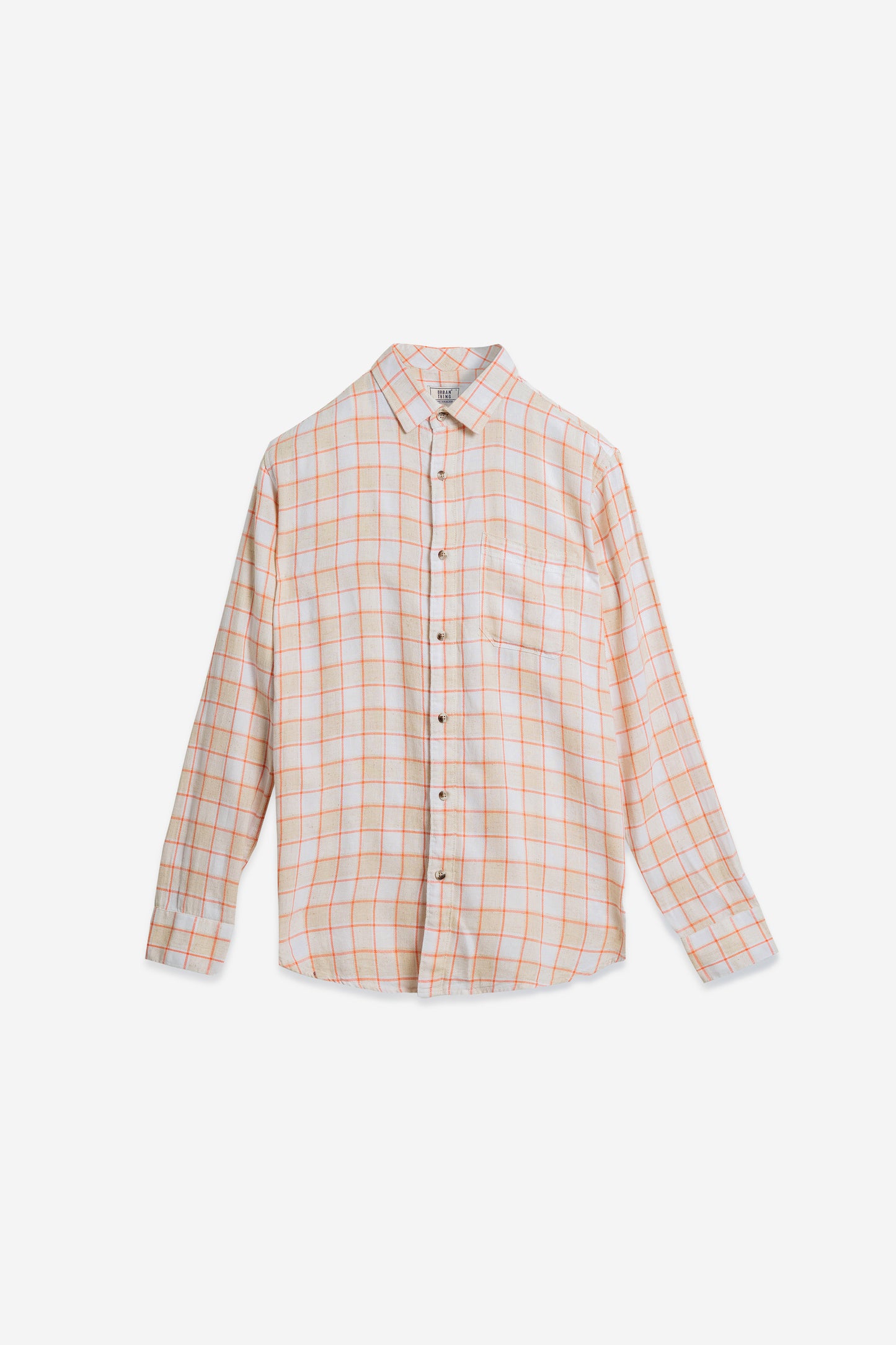 Linen Blend Peach Check Shirt