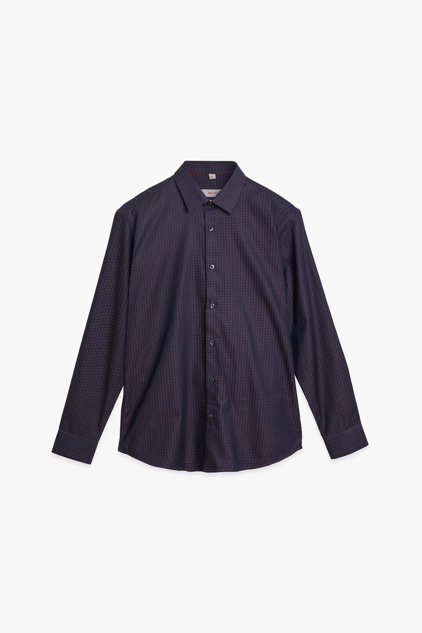 Dotted Excellence – Navy - Maroon Jacquard Dot Pattern Cotton Shirt. BE SHARP by Urban Thing