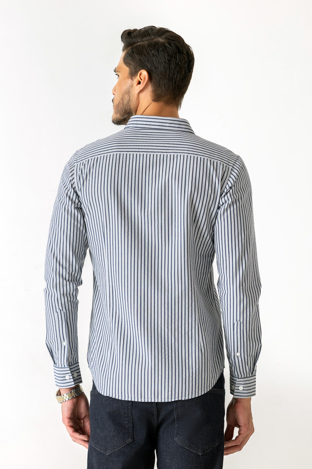 Coastal Stripe Print Blue Colour Regular Fit Full Sleeve Shirt