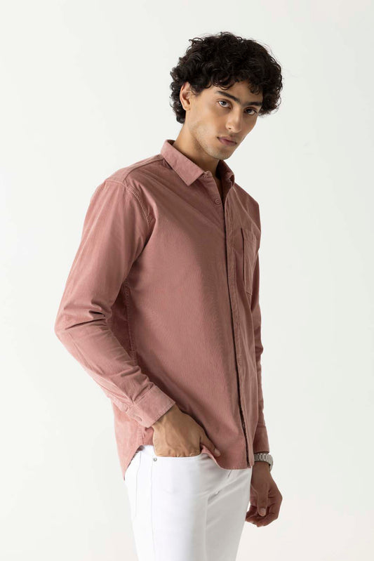 Dusty Pink Colour Corduroy Regular Fit Full Sleeve Shirt