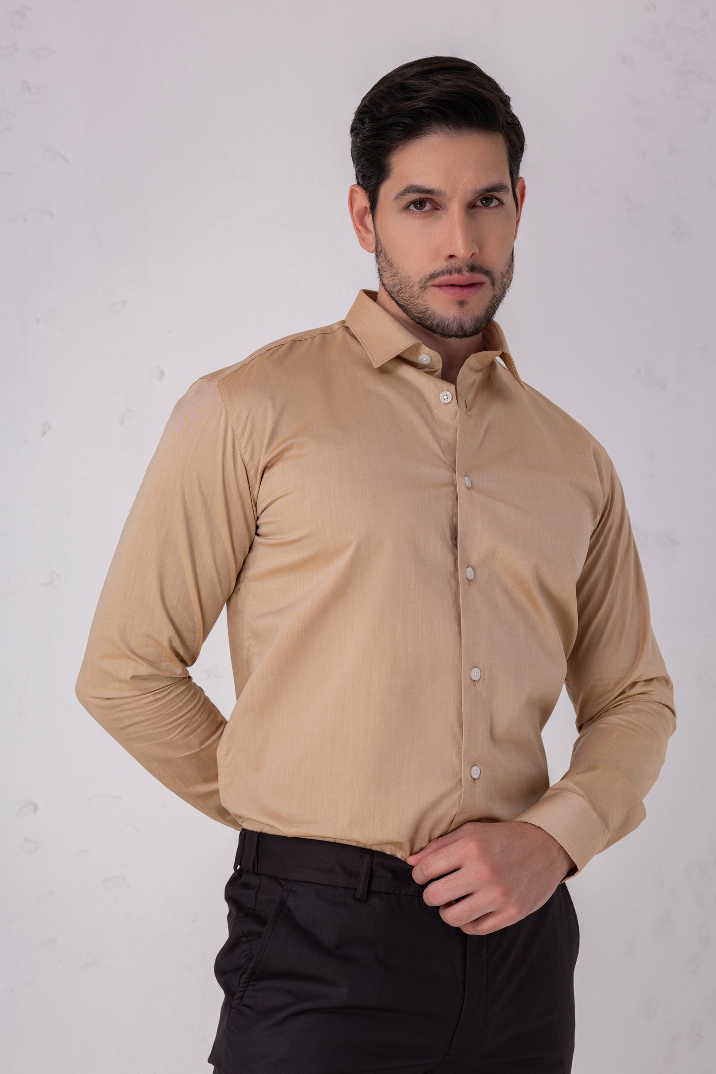 Beige Premium Cotton Formal Shirt. BE SHARP by Urban Thing.