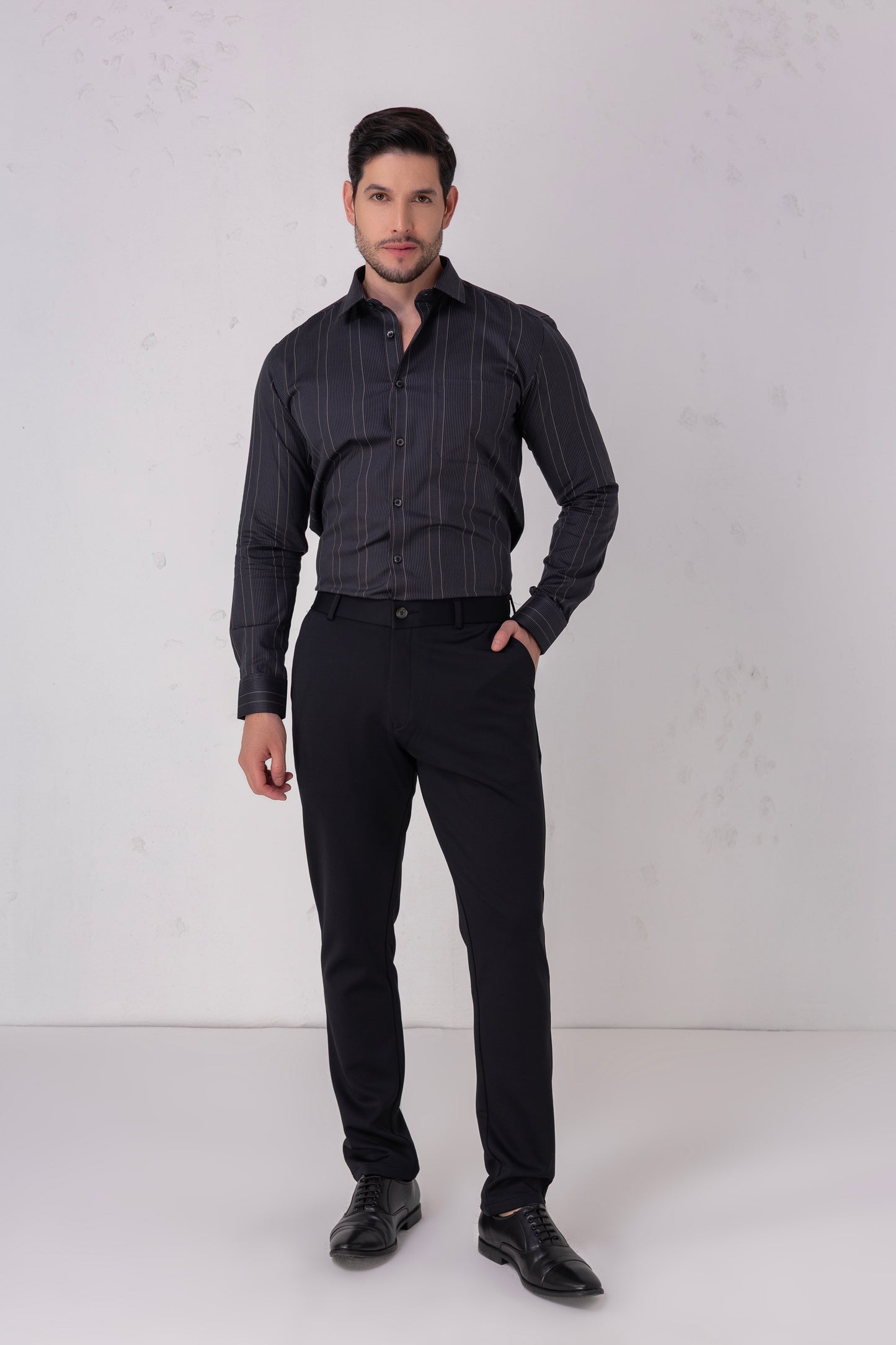 Premium Black 100% Cotton Jacquard Shirt - BE SHARP by Urban Thing.