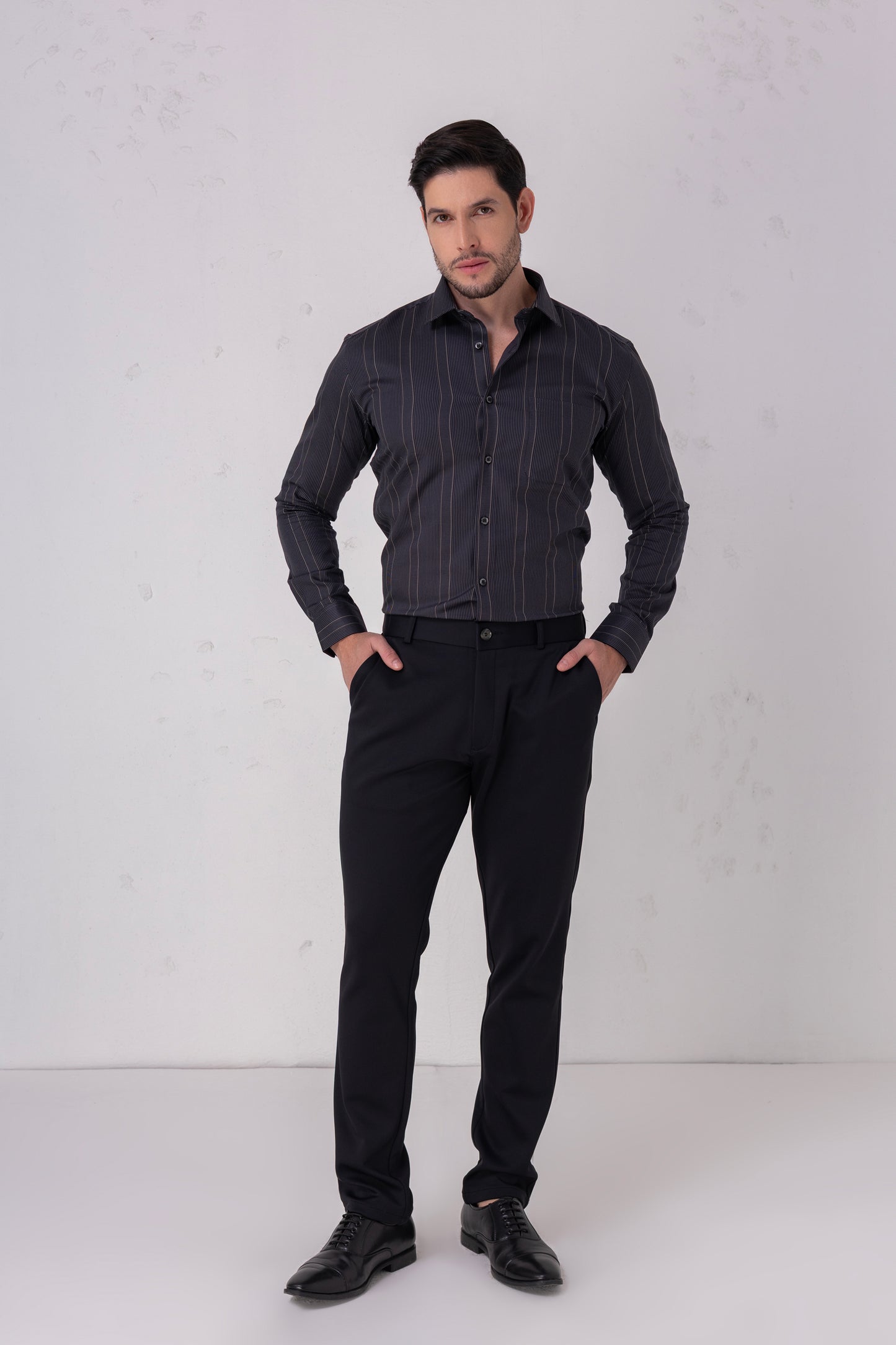Premium Black 100% Cotton Jacquard Shirt - BE SHARP by Urban Thing.