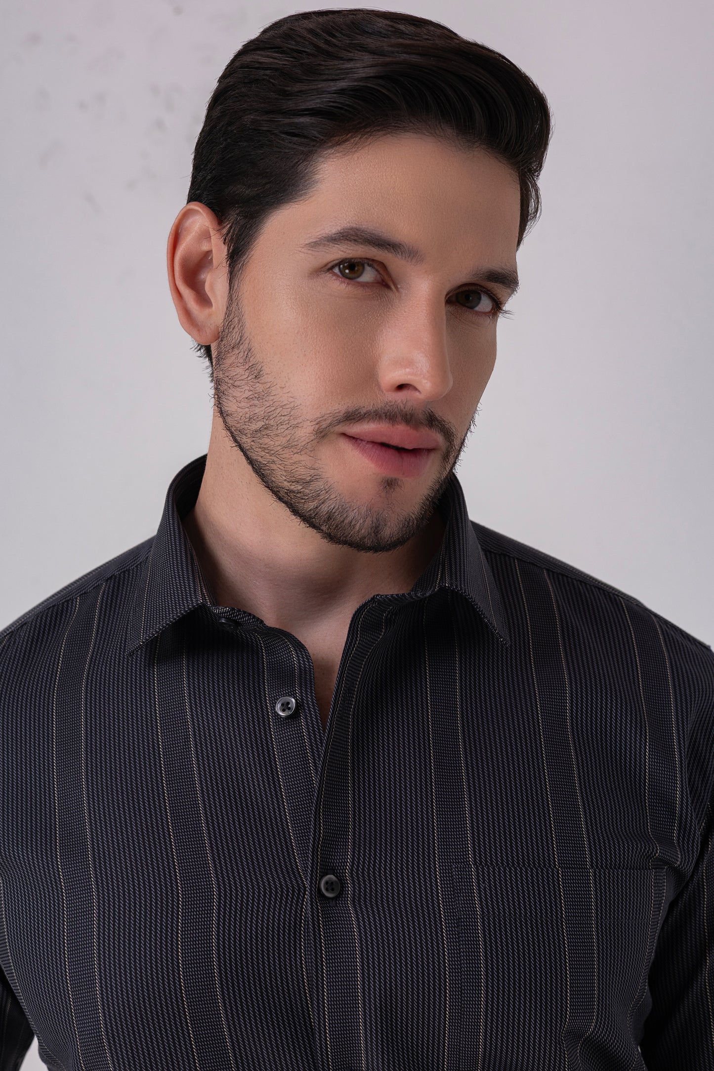 Premium Black 100% Cotton Jacquard Shirt - BE SHARP by Urban Thing.