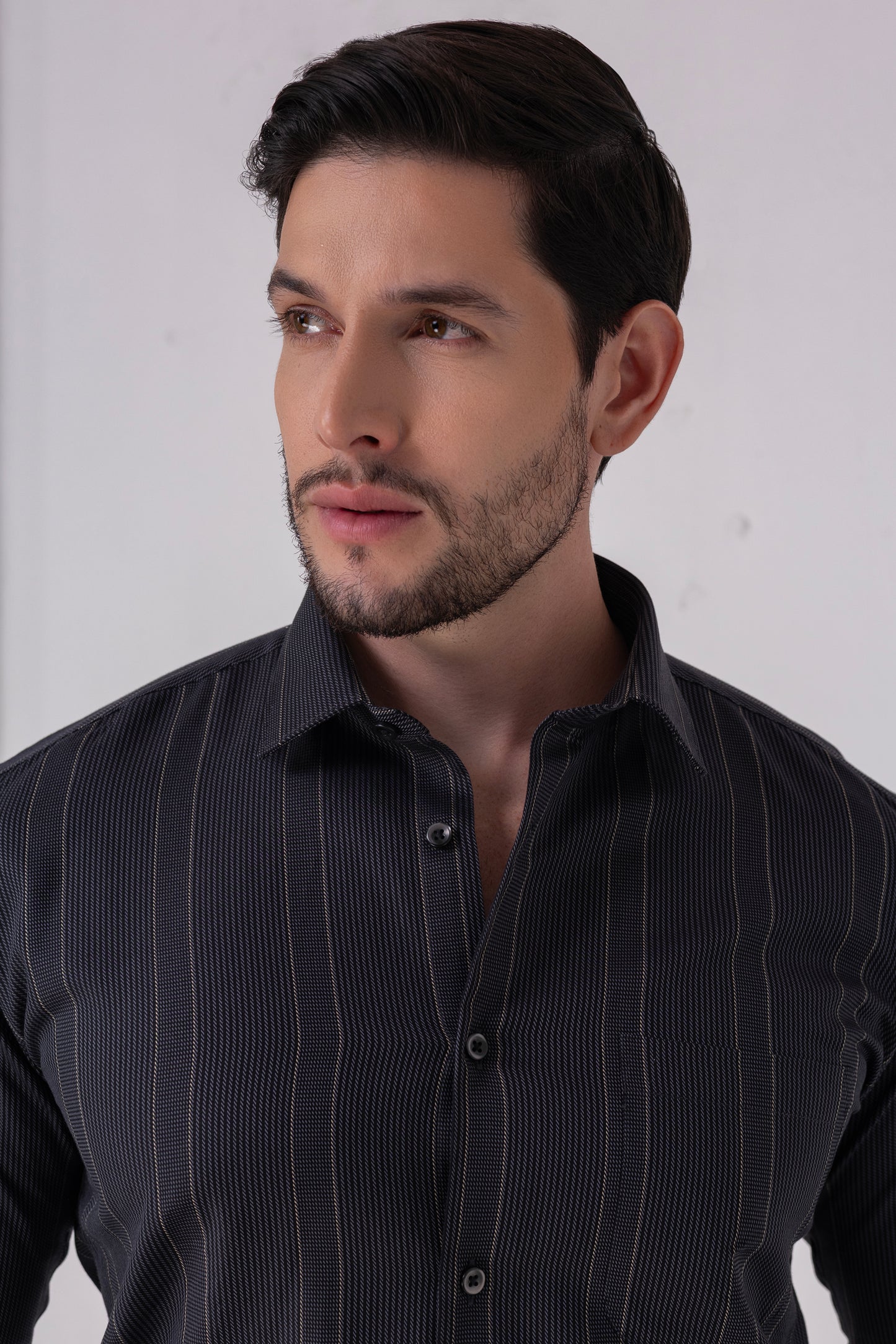 Premium Black 100% Cotton Jacquard Shirt - BE SHARP by Urban Thing.