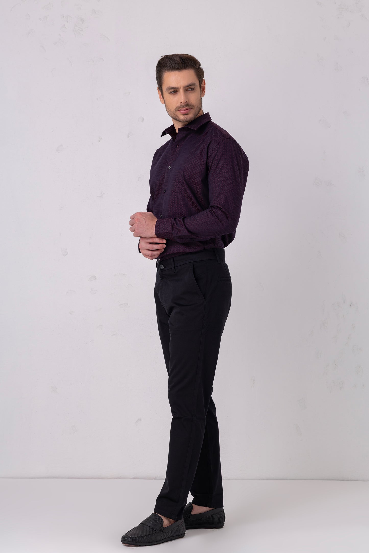 Burgundy Sophistication – 100% Cotton Jacquard Shirt. BE SHARP by Urban Thing