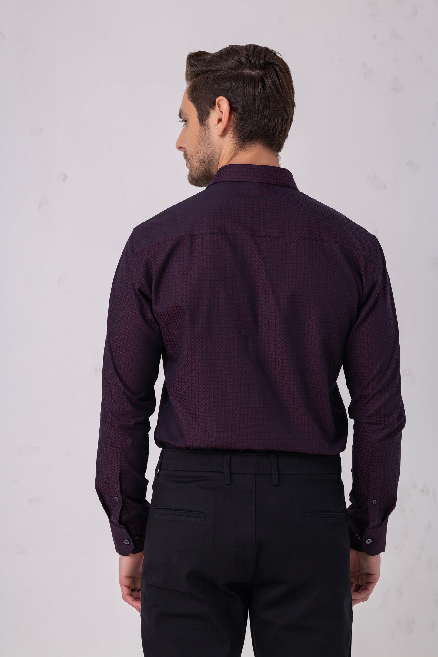 Burgundy Sophistication – 100% Cotton Jacquard Shirt. BE SHARP by Urban Thing
