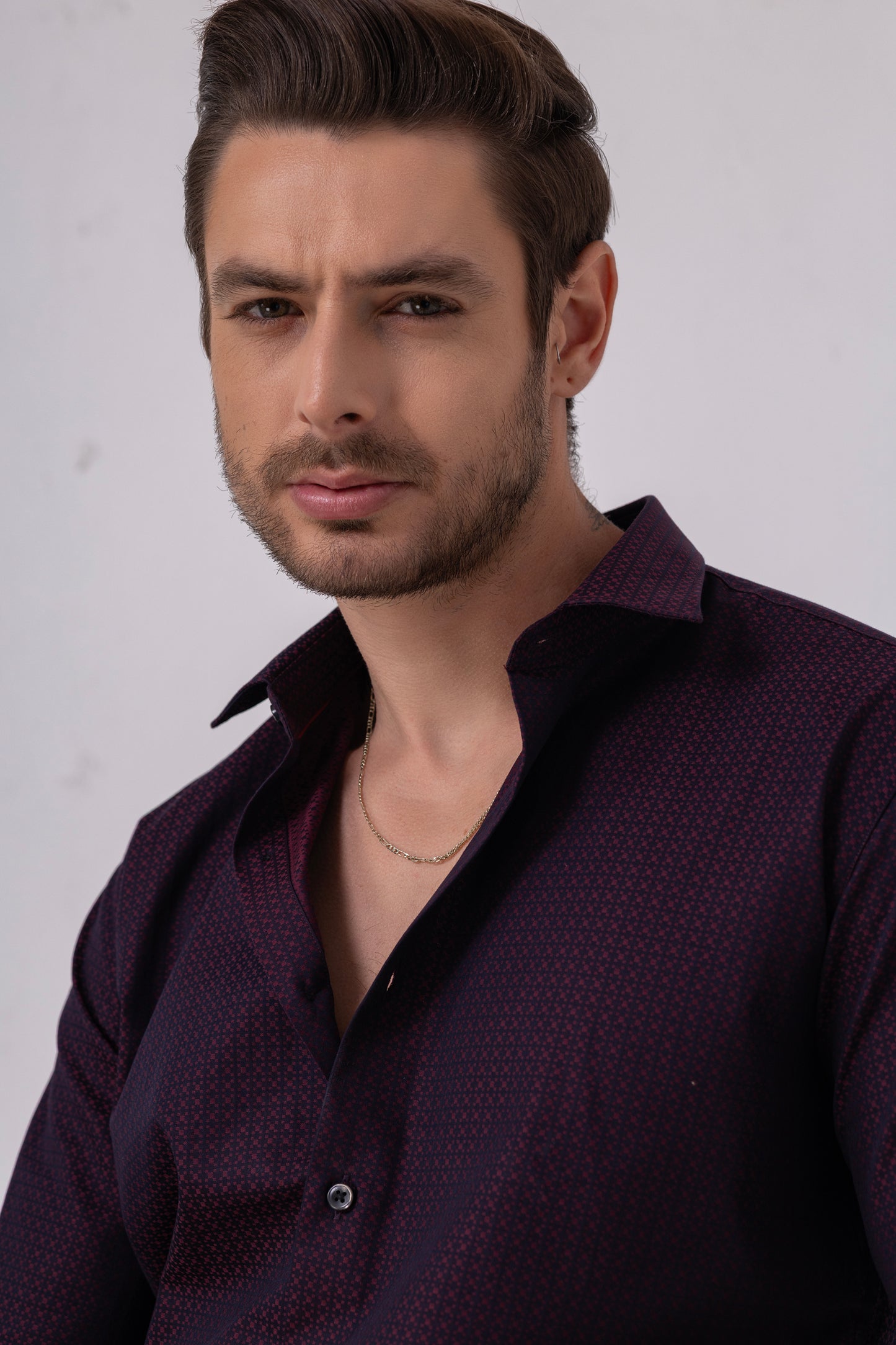Burgundy Sophistication – 100% Cotton Jacquard Shirt. BE SHARP by Urban Thing