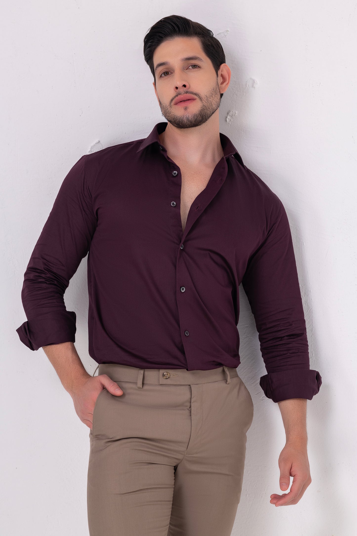 Burgundy Flat Weave Formal Shirt – BE SHARP by Urban Thing