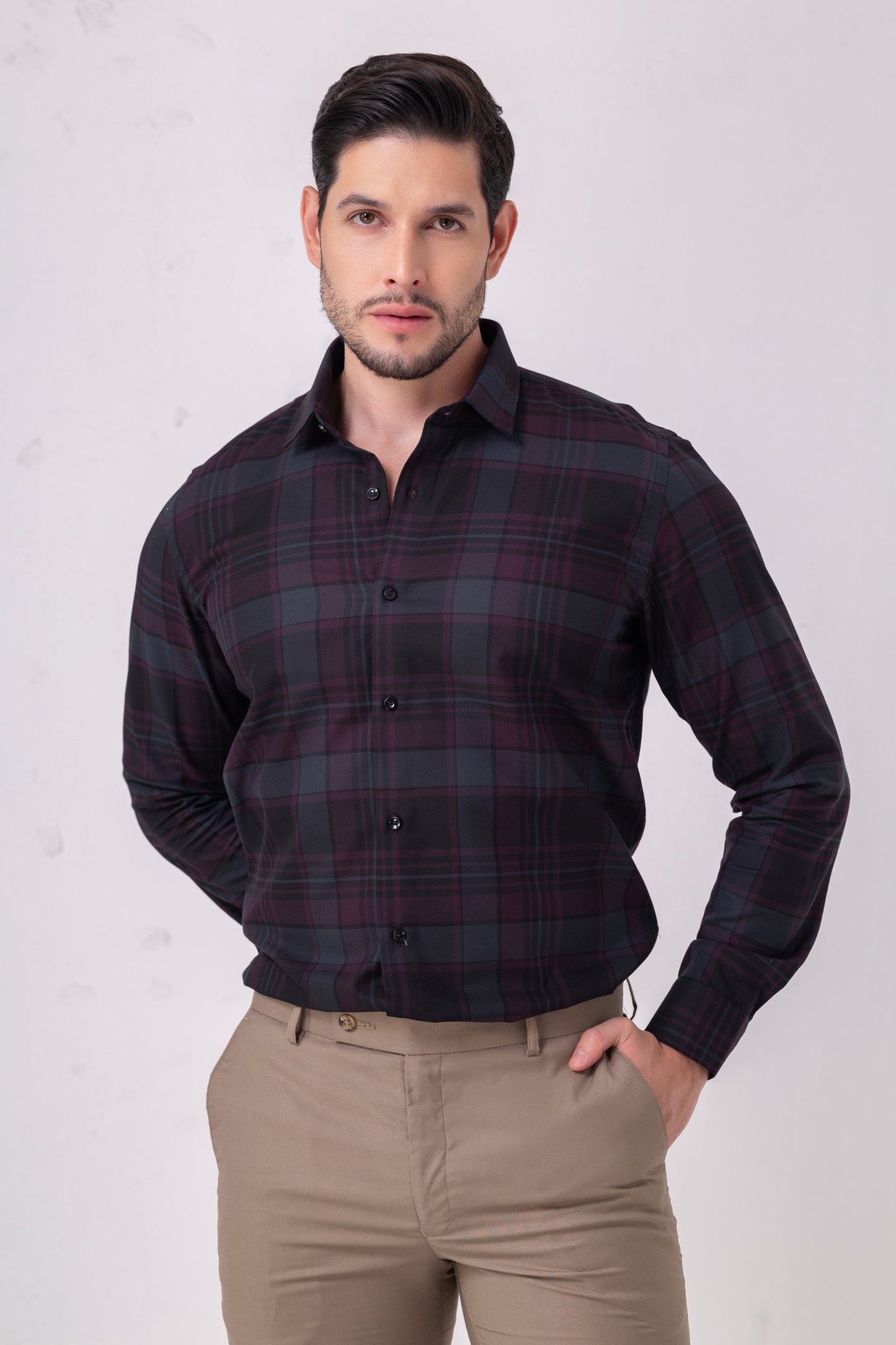 Heritage Innovation Cotton Dobby Plaid Check Shirt. Vyne by Urban Thing.