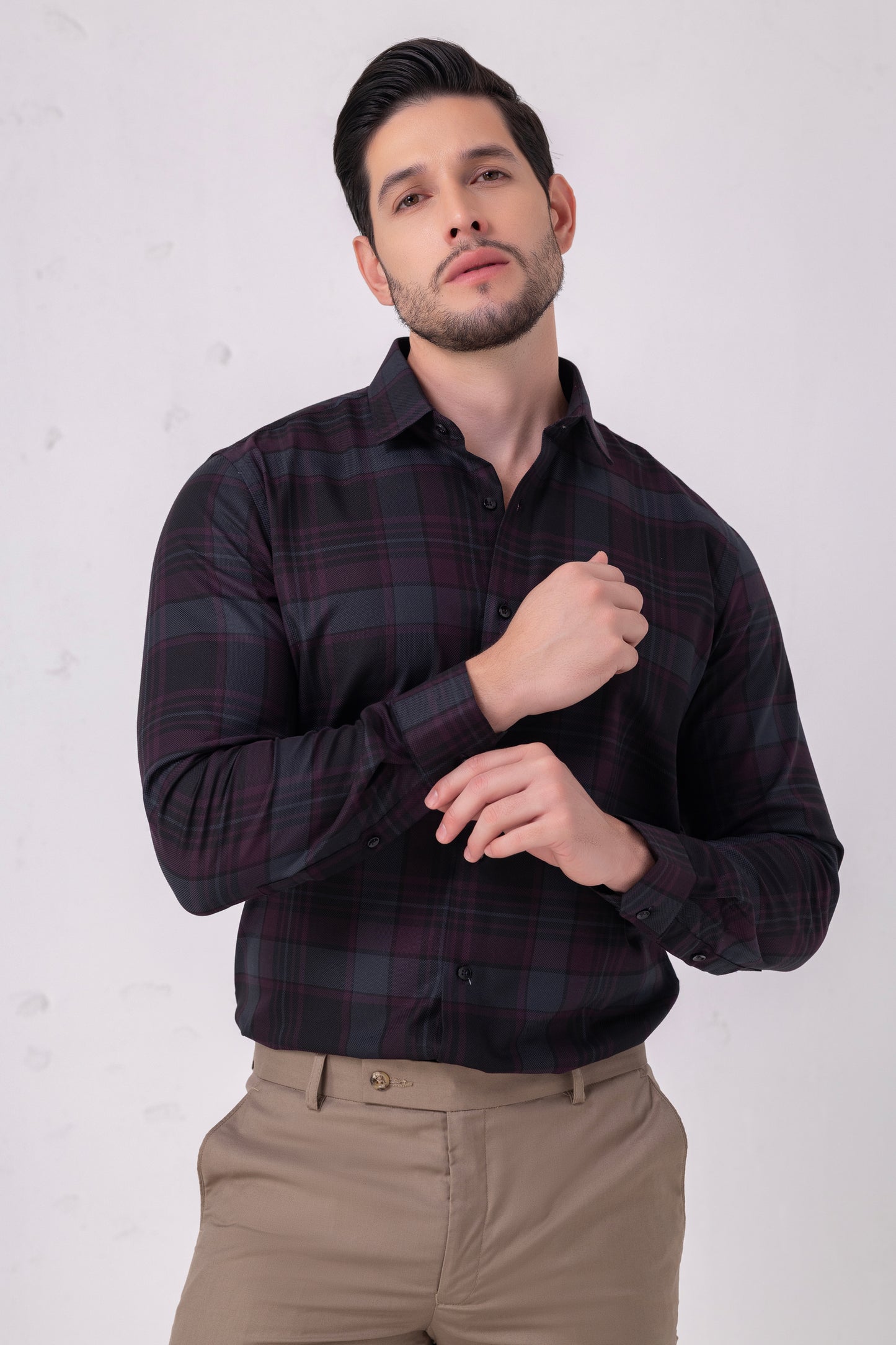 Heritage Innovation Cotton Dobby Plaid Check Shirt. Vyne by Urban Thing.