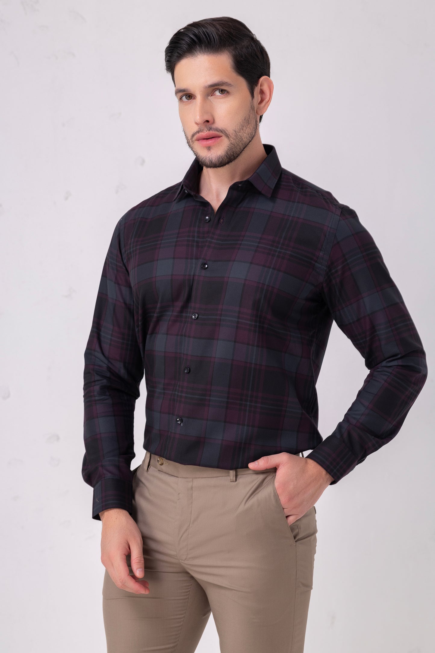 Heritage Innovation Cotton Dobby Plaid Check Shirt. Vyne by Urban Thing.