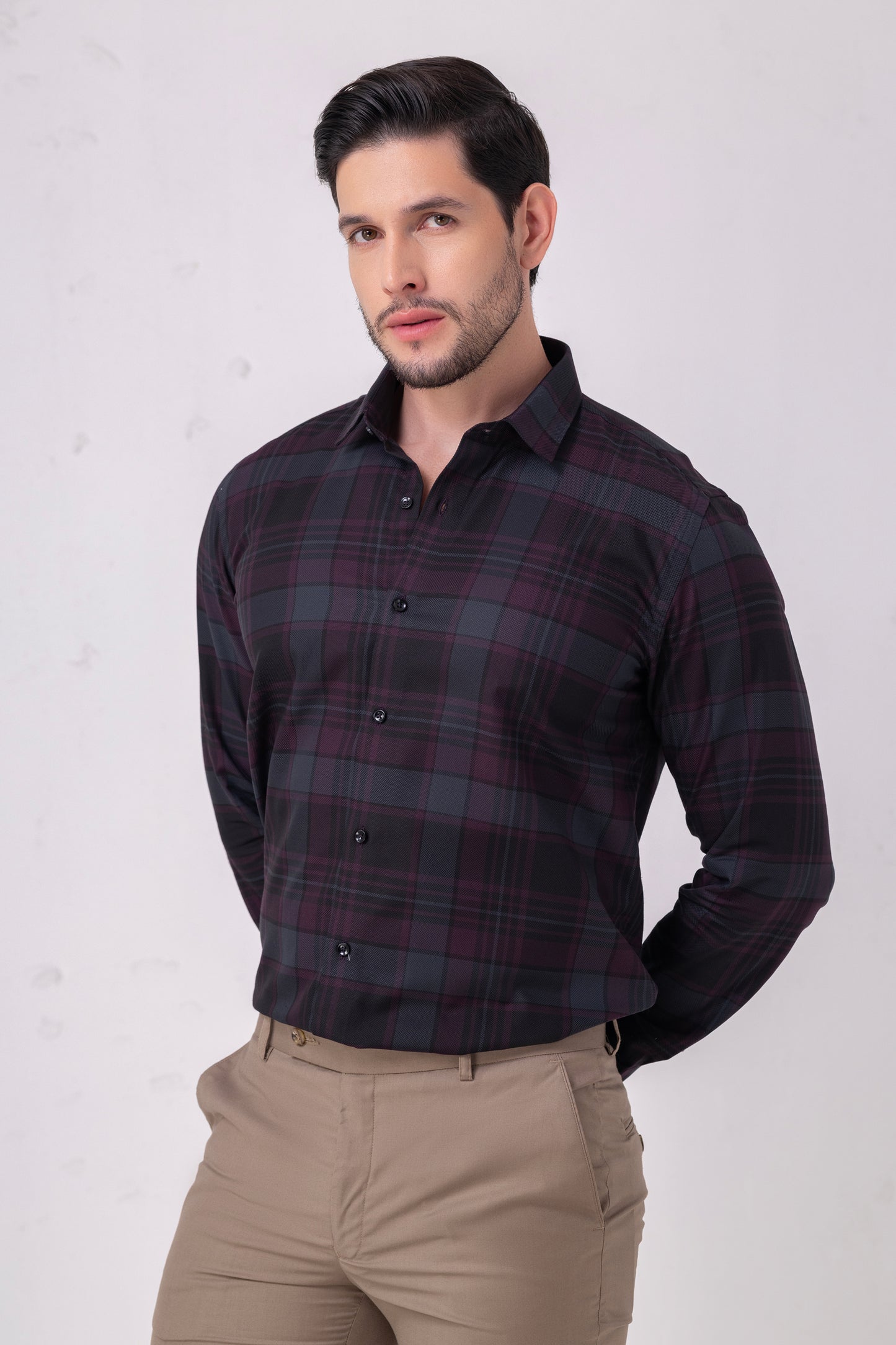 Heritage Innovation Cotton Dobby Plaid Check Shirt. Vyne by Urban Thing.