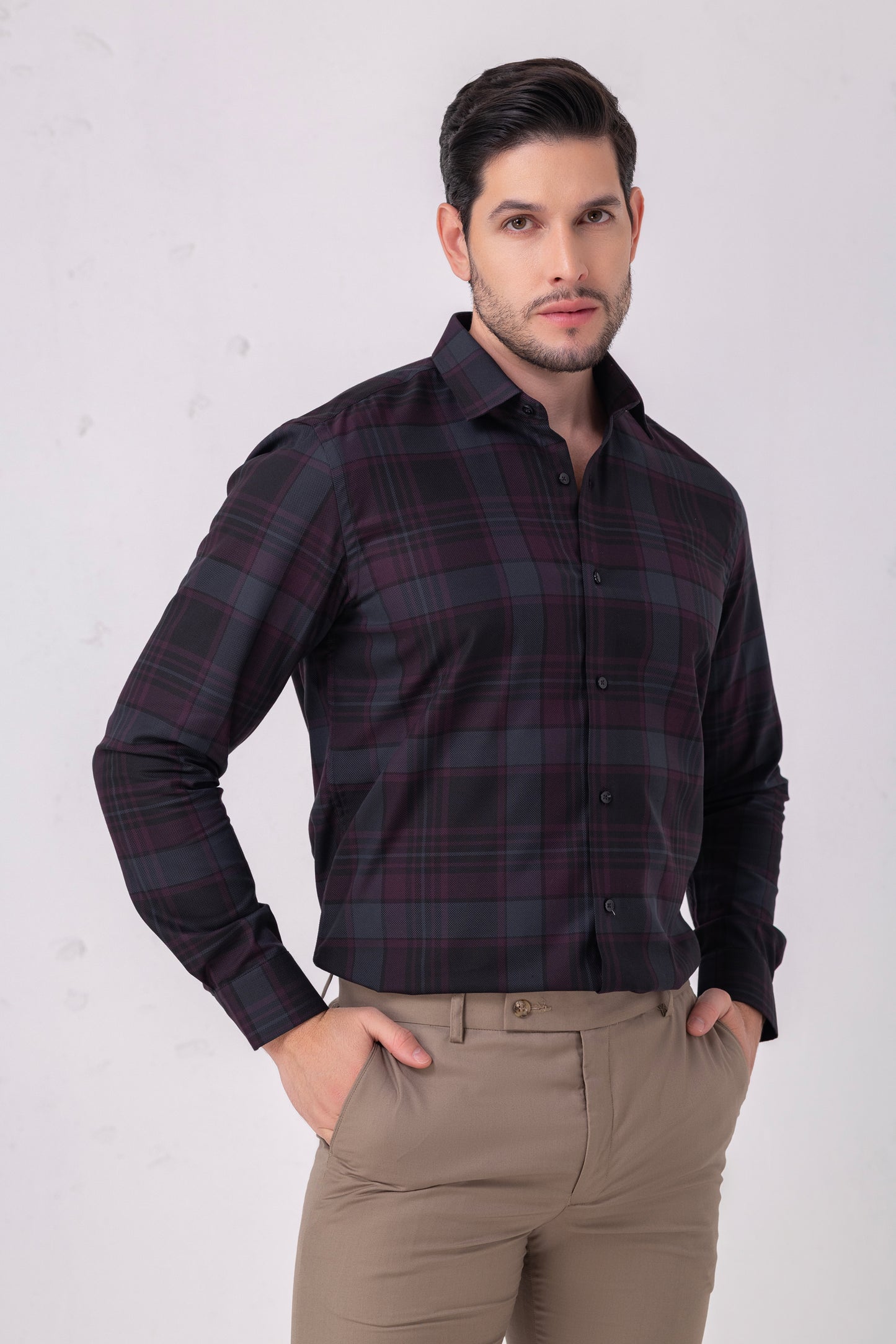 Heritage Innovation Cotton Dobby Plaid Check Shirt. Vyne by Urban Thing.