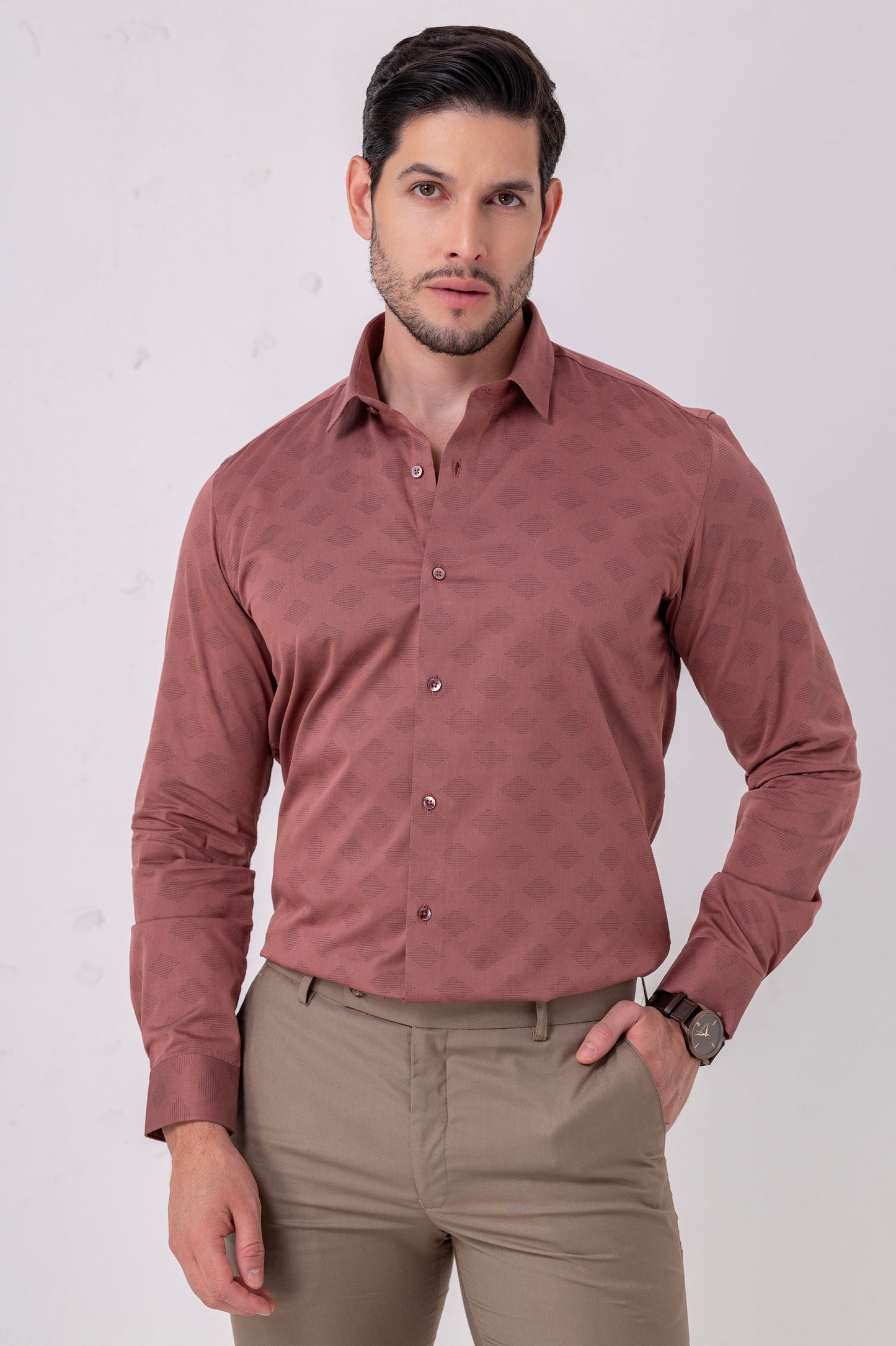 Coral Sophistication Jacquard Shirt. Vyne by Urban Thing.