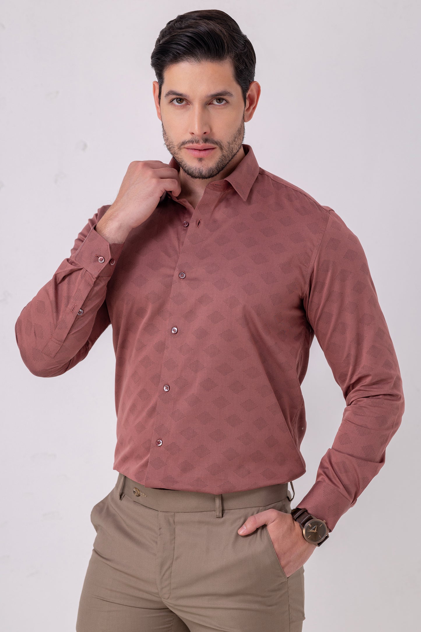Coral Sophistication Jacquard Shirt. Vyne by Urban Thing.