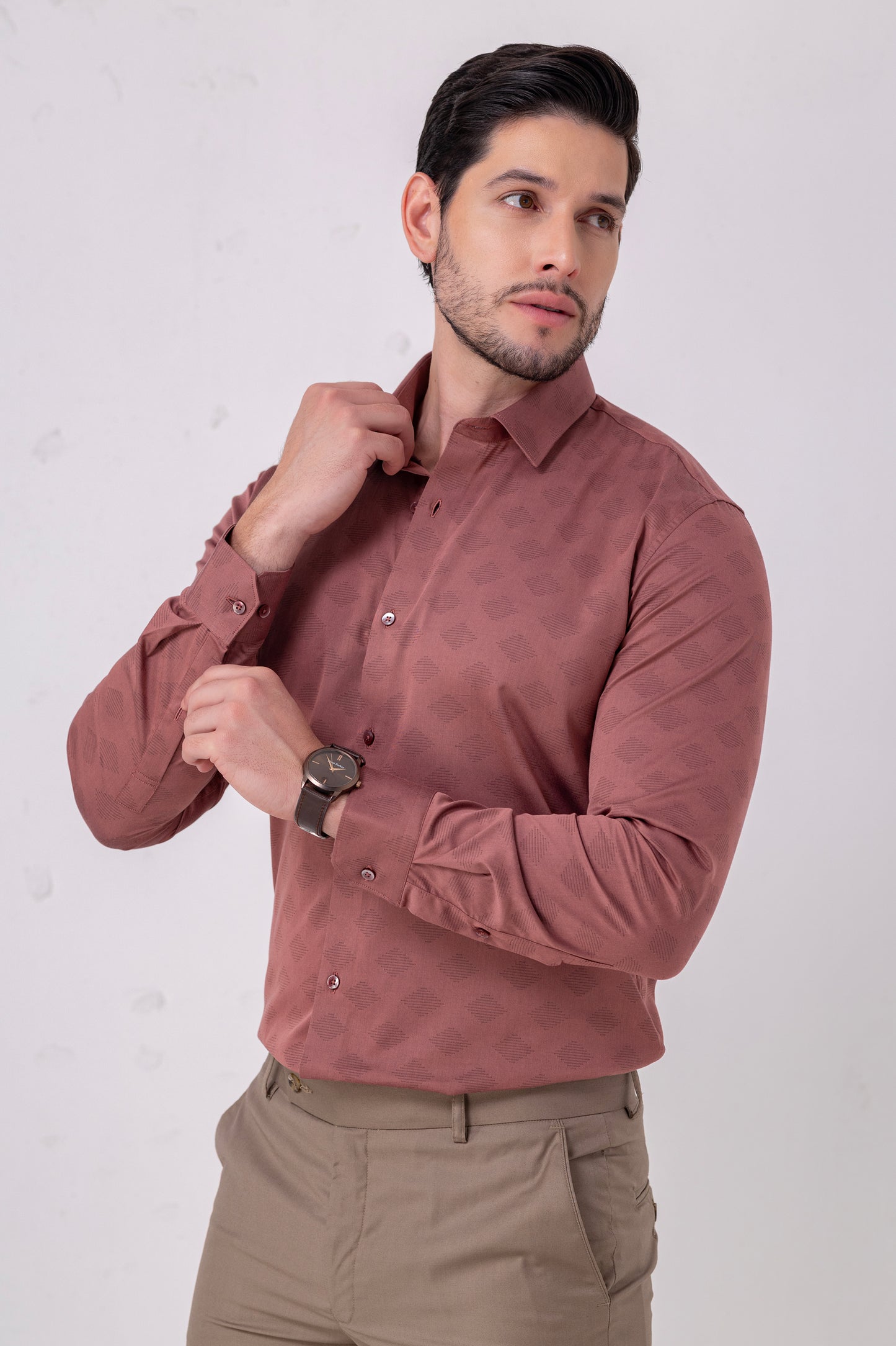 Coral Sophistication Jacquard Shirt. Vyne by Urban Thing.